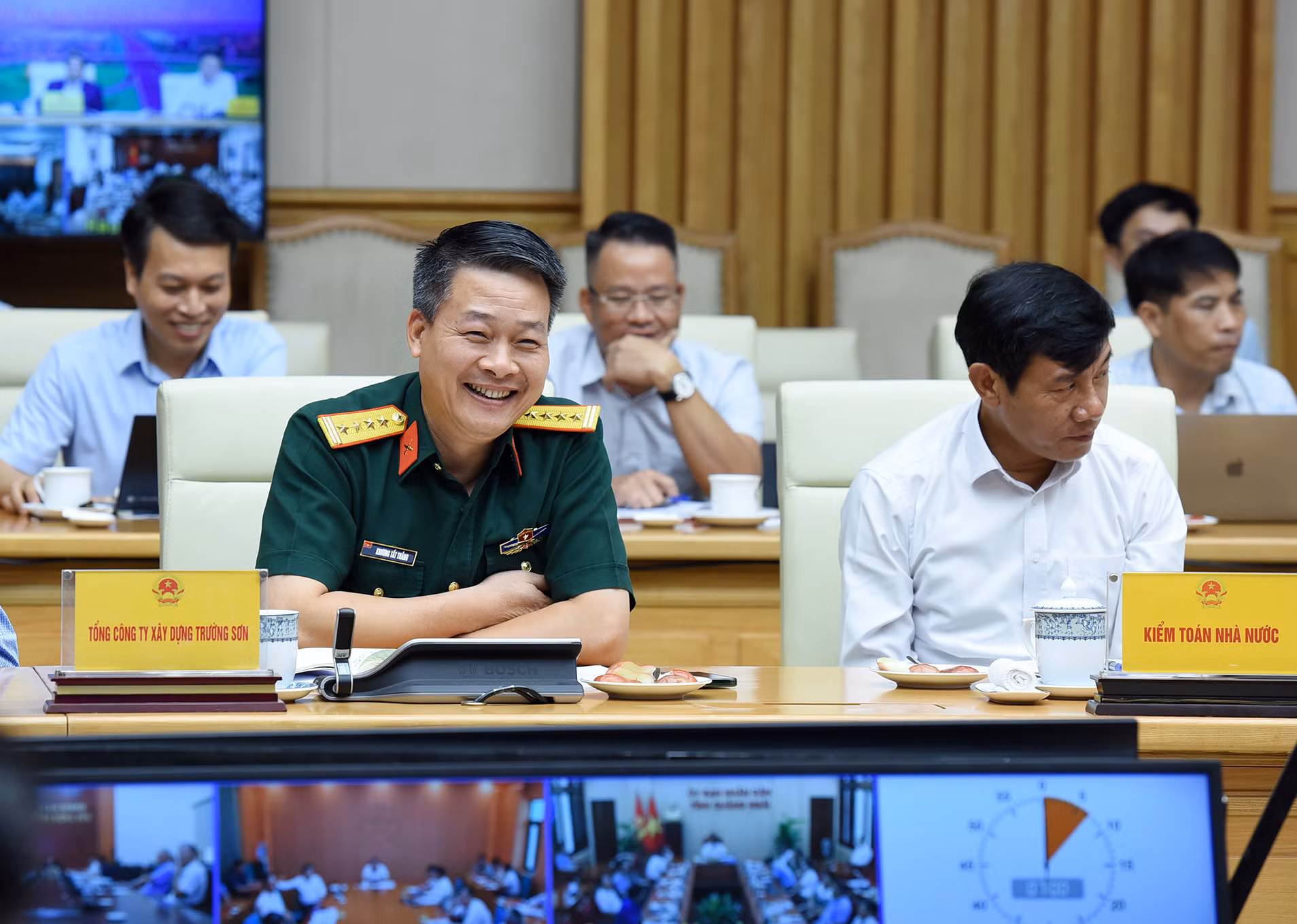 Đại diện lãnh đạo Tổng công ty xây dựng Trường Sơn phát biểu.