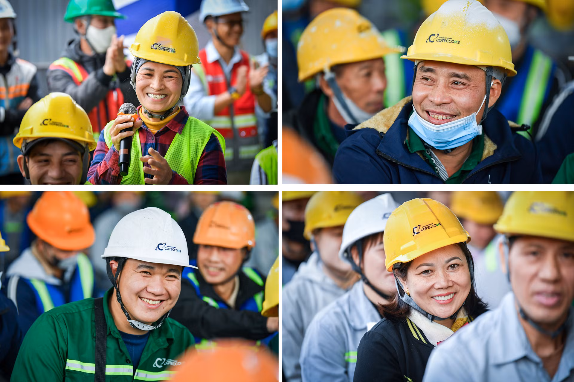 Những nụ cười rạng ngời của những công nhân khi được nhận quà Tết. Những nụ cười rạng ngời của những công nhân khi được nhận quà Tết.