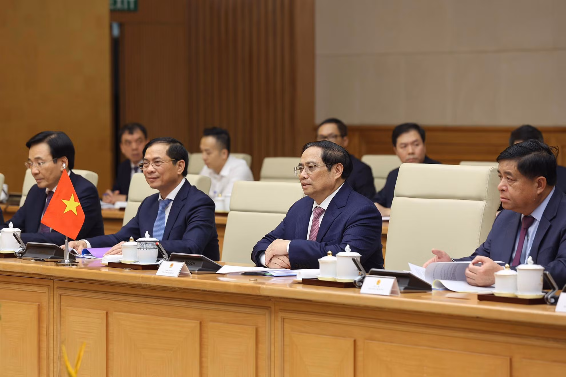 Thủ tướng Phạm Minh Chính phát biểu tại buổi hội đàm.