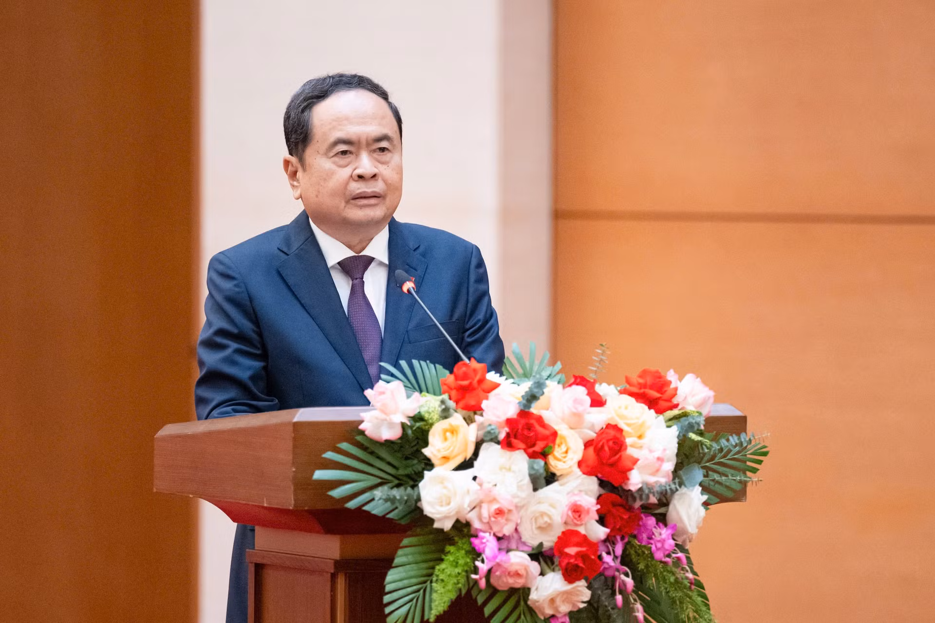 Chủ tịch Quốc hội Trần Thanh Mẫn phát biểu tại cuộc gặp mặt.