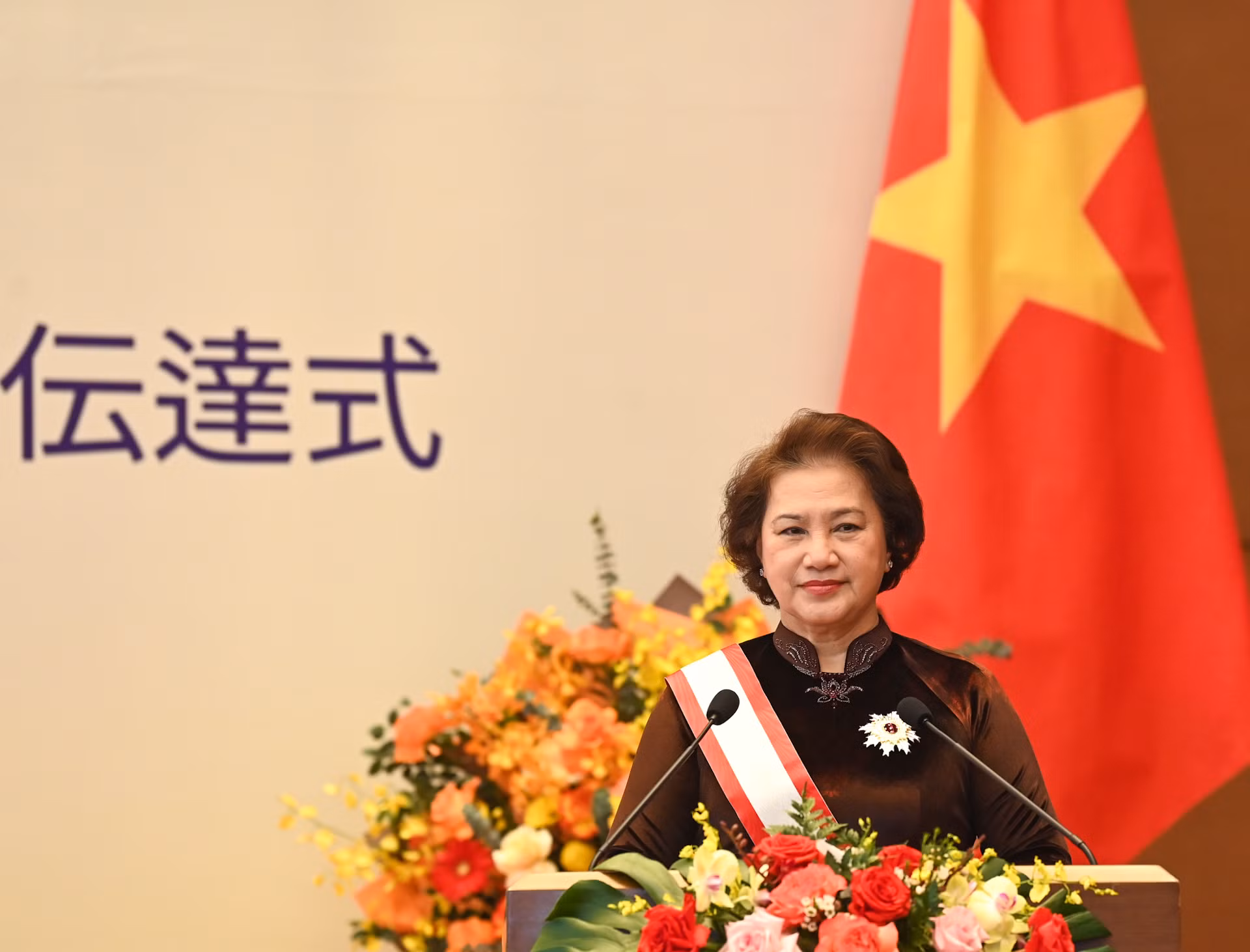Nguyên Chủ tịch Quốc hội Nguyễn Thị Kim Ngân phát biểu tại buổi lễ.