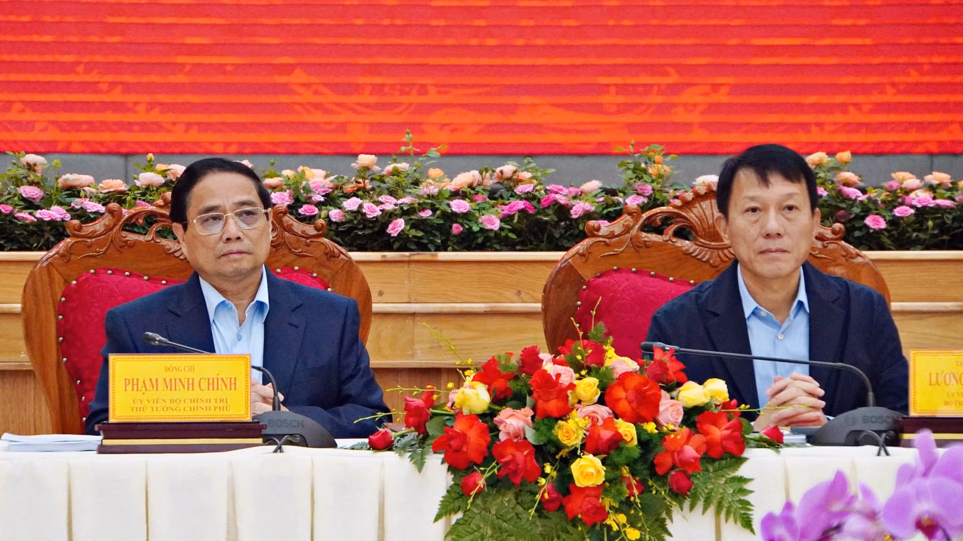 Thủ tướng Phạm Minh Chính chủ trì Hội nghị bảo đảm an ninh, trật tự phục vụ phát triển kinh tế-xã hội các tỉnh Tây Nguyên sáng 25/8. Thượng tướng Lương Tam Quang, Ủy viên Bộ Chính trị, Bộ trưởng Công an đồng chủ trì Hội nghị.