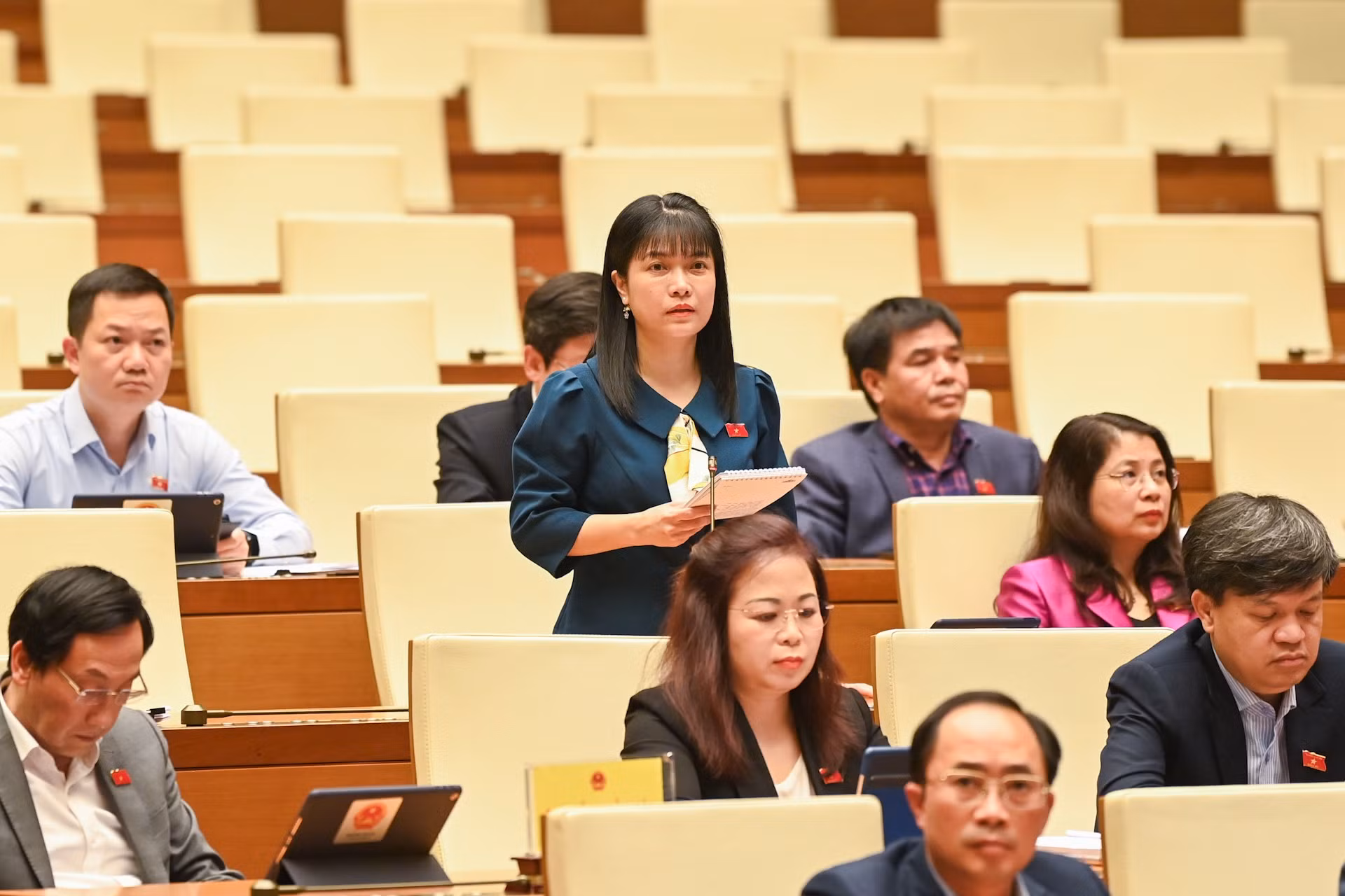 Đại biểu Quốc hội tỉnh Điện Biên Tạ Thị Yên phát biểu chất vấn.