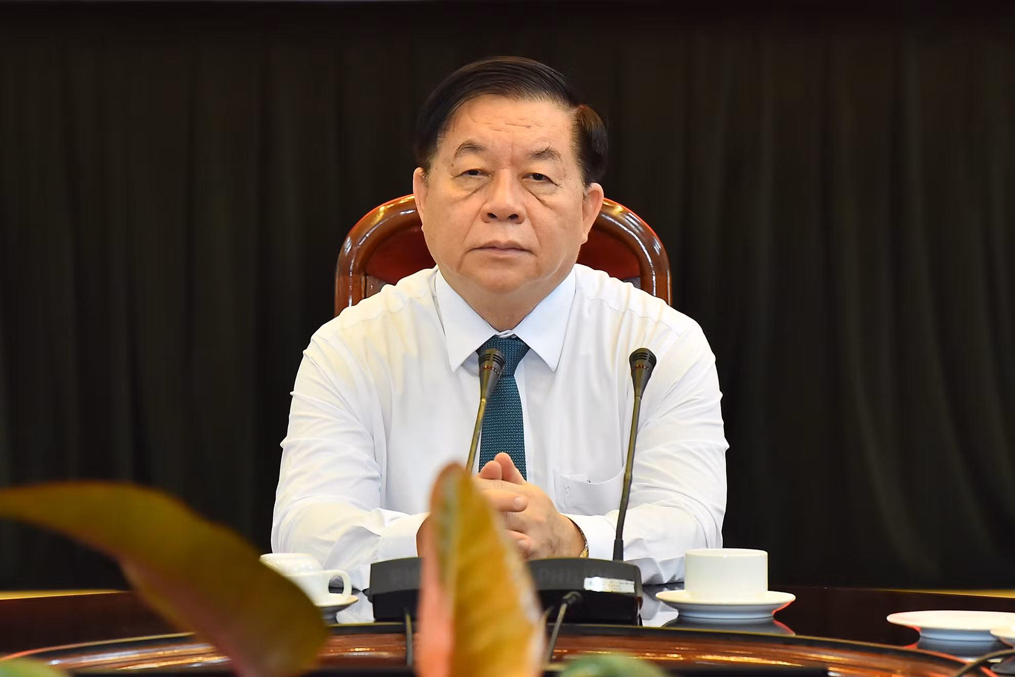 Trưởng Ban Tuyên giáo Trung ương Nguyễn Trọng Nghĩa tại buổi làm việc với Báo Nhân Dân.