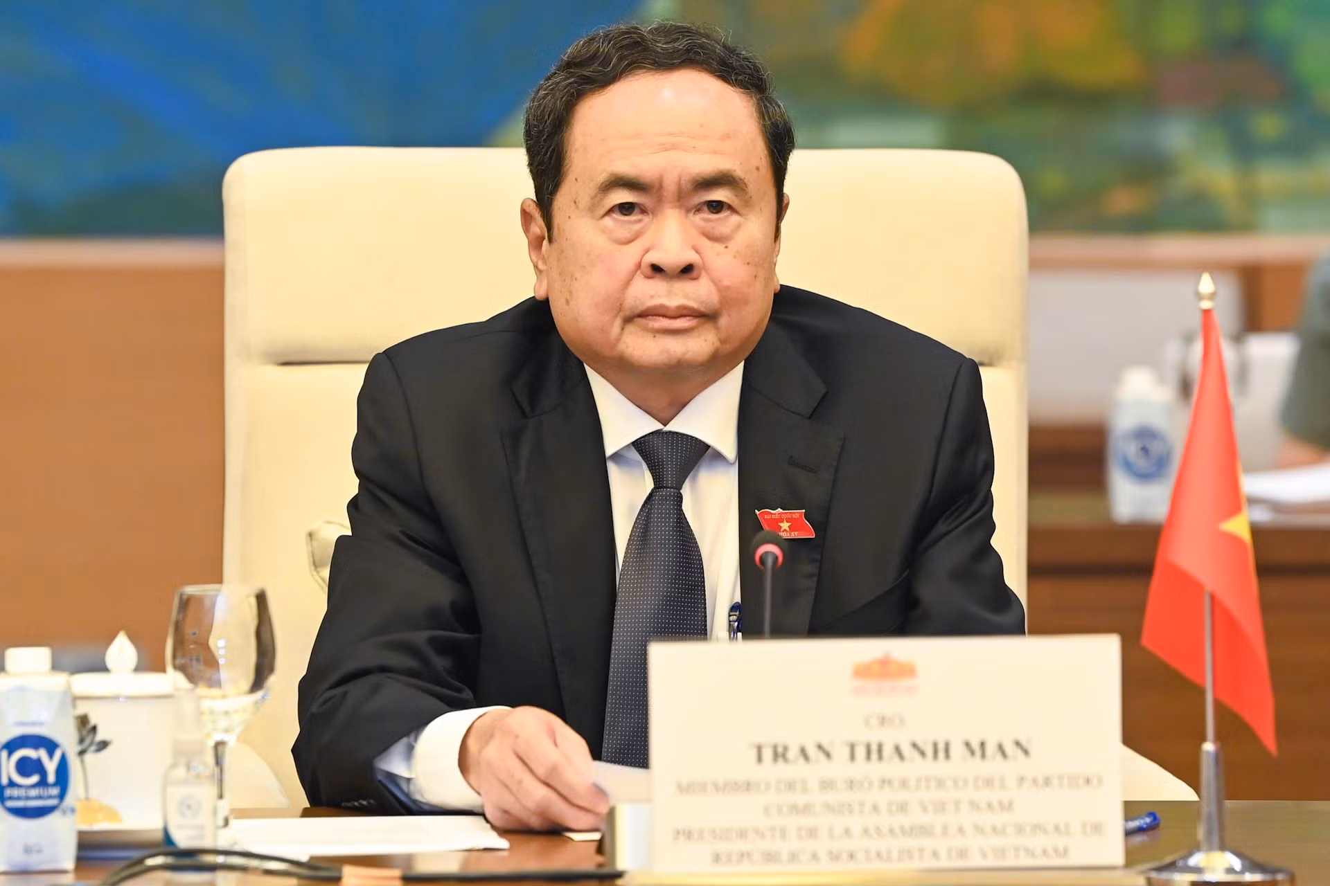 Chủ tịch Quốc hội Trần Thanh Mẫn phát biểu tại buổi tiếp.