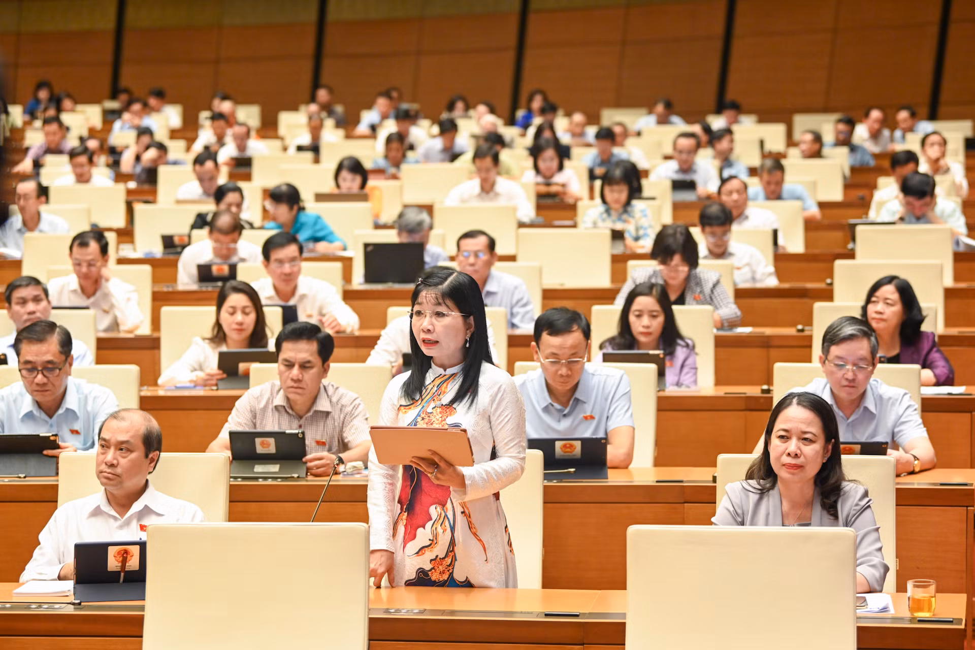 Đại biểu Trần Thị Thanh Hương (Đoàn đại biểu Quốc hội tỉnh An Giang) tham gia ý kiến thảo luận.