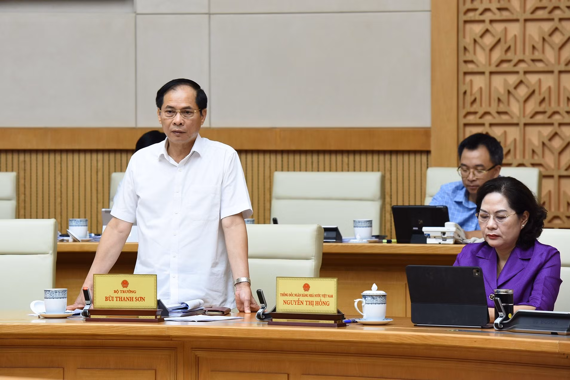 Bộ trưởng Ngoại giao Bùi Thanh Sơn phát biểu tại phiên họp. Bộ trưởng Ngoại giao Bùi Thanh Sơn phát biểu tại phiên họp.