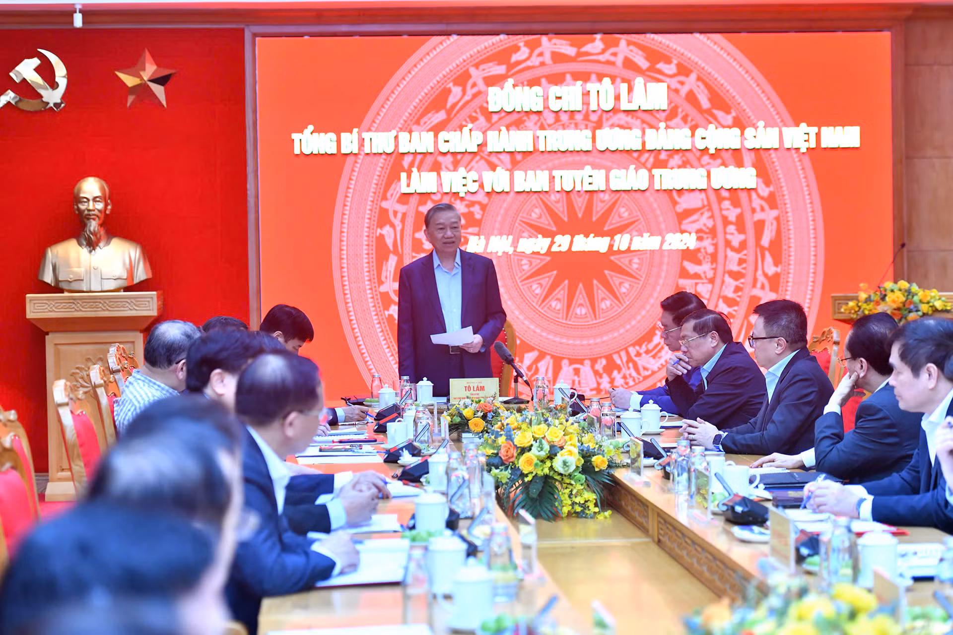 Tổng Bí thư Tô Lâm phát biểu tại buổi làm việc với Ban Tuyên giáo Trung ương.