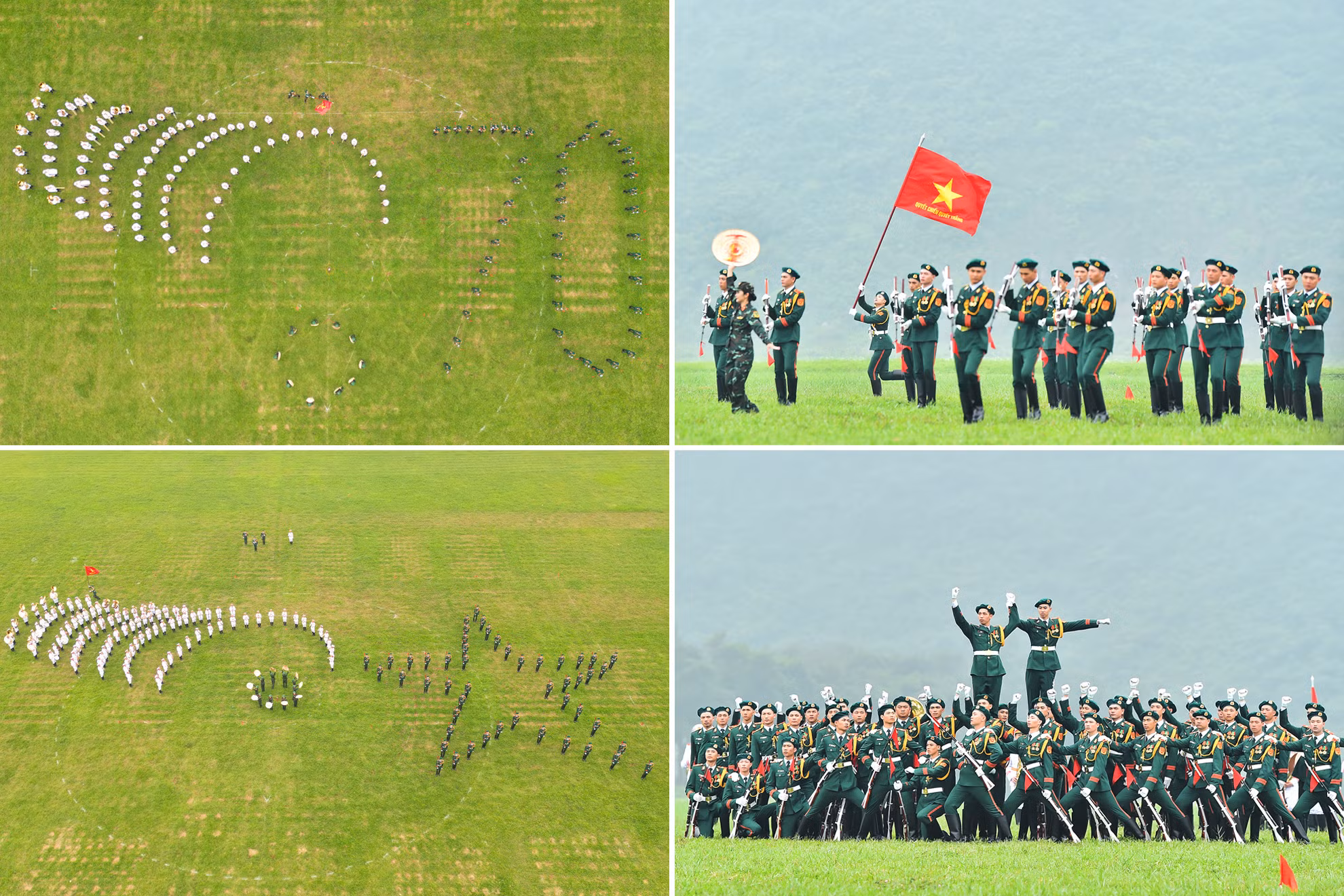 Màn trình diễn các tiết mục nghệ thuật của Đoàn nghi lễ Quân đội tại buổi tổng duyệt. Màn trình diễn các tiết mục nghệ thuật của Đoàn nghi lễ Quân đội tại buổi tổng duyệt.