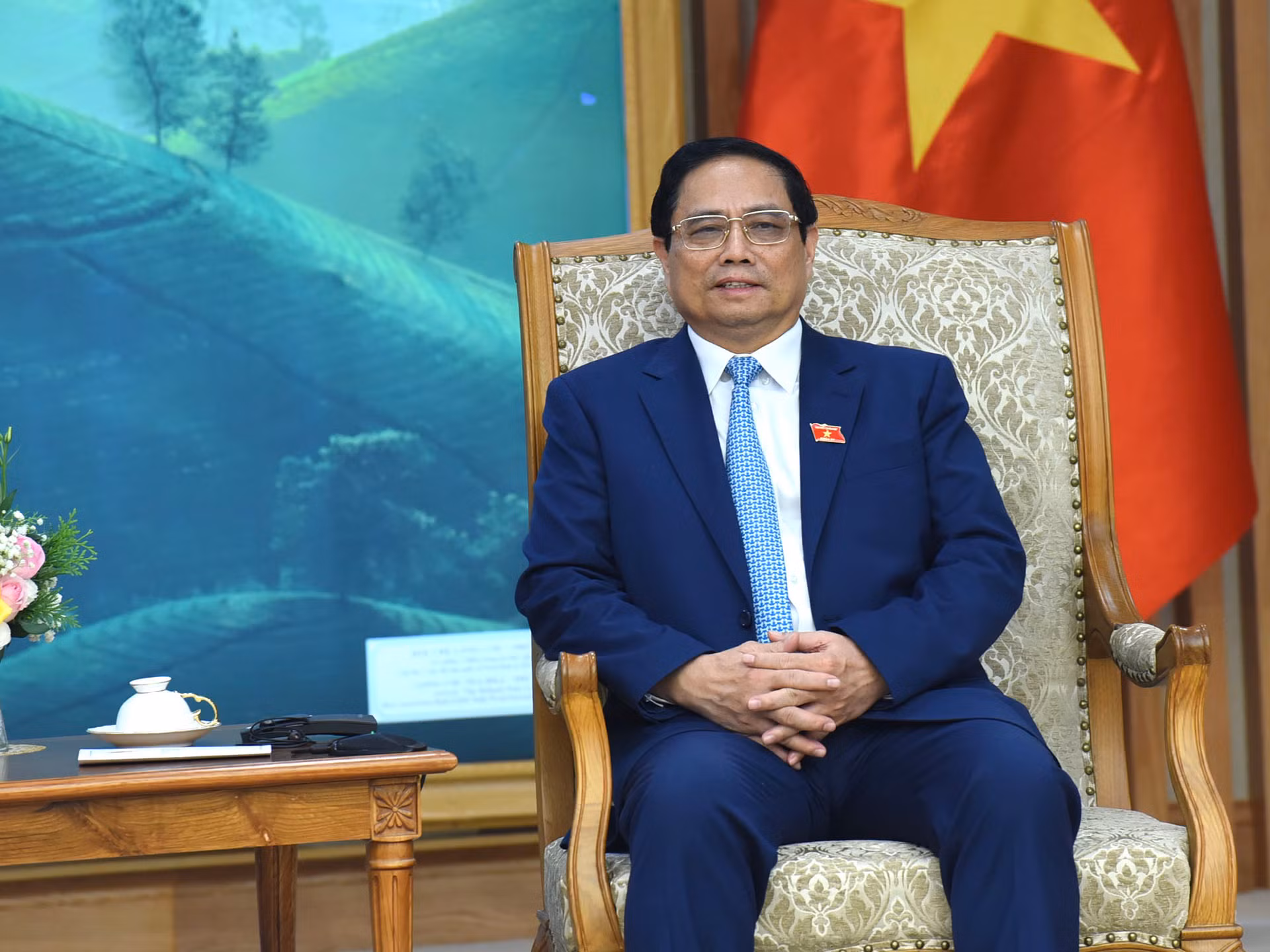 Thủ tướng Phạm Minh Chính phát biểu tại buổi tiếp.