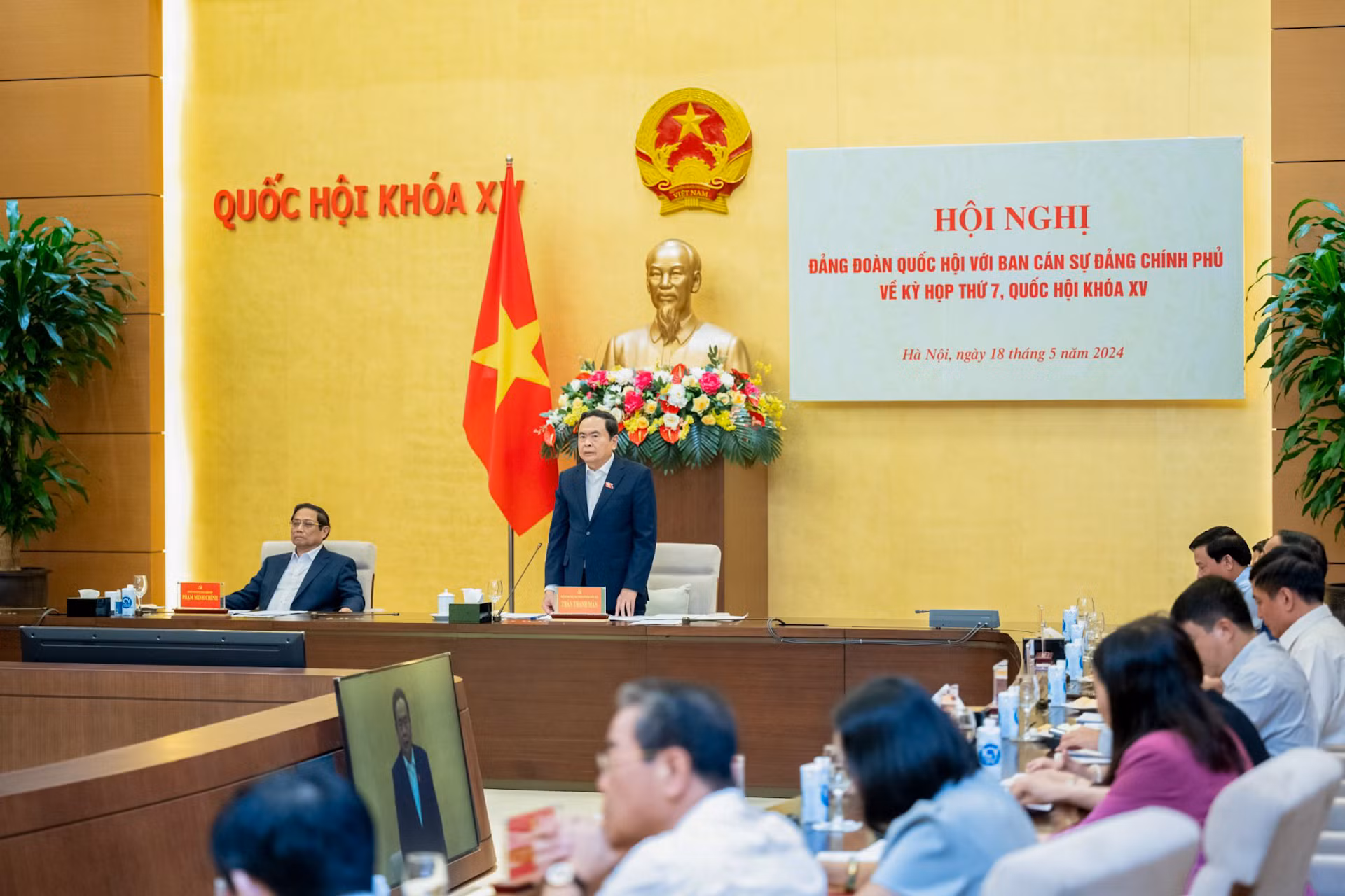 Phó Chủ tịch Thường trực Quốc hội Trần Thanh Mẫn phát biểu tại hội nghị.