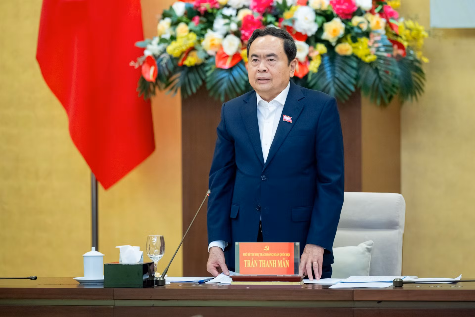 Phó Chủ tịch Thường trực Quốc hội Trần Thanh Mẫn phát biểu tại hội nghị.