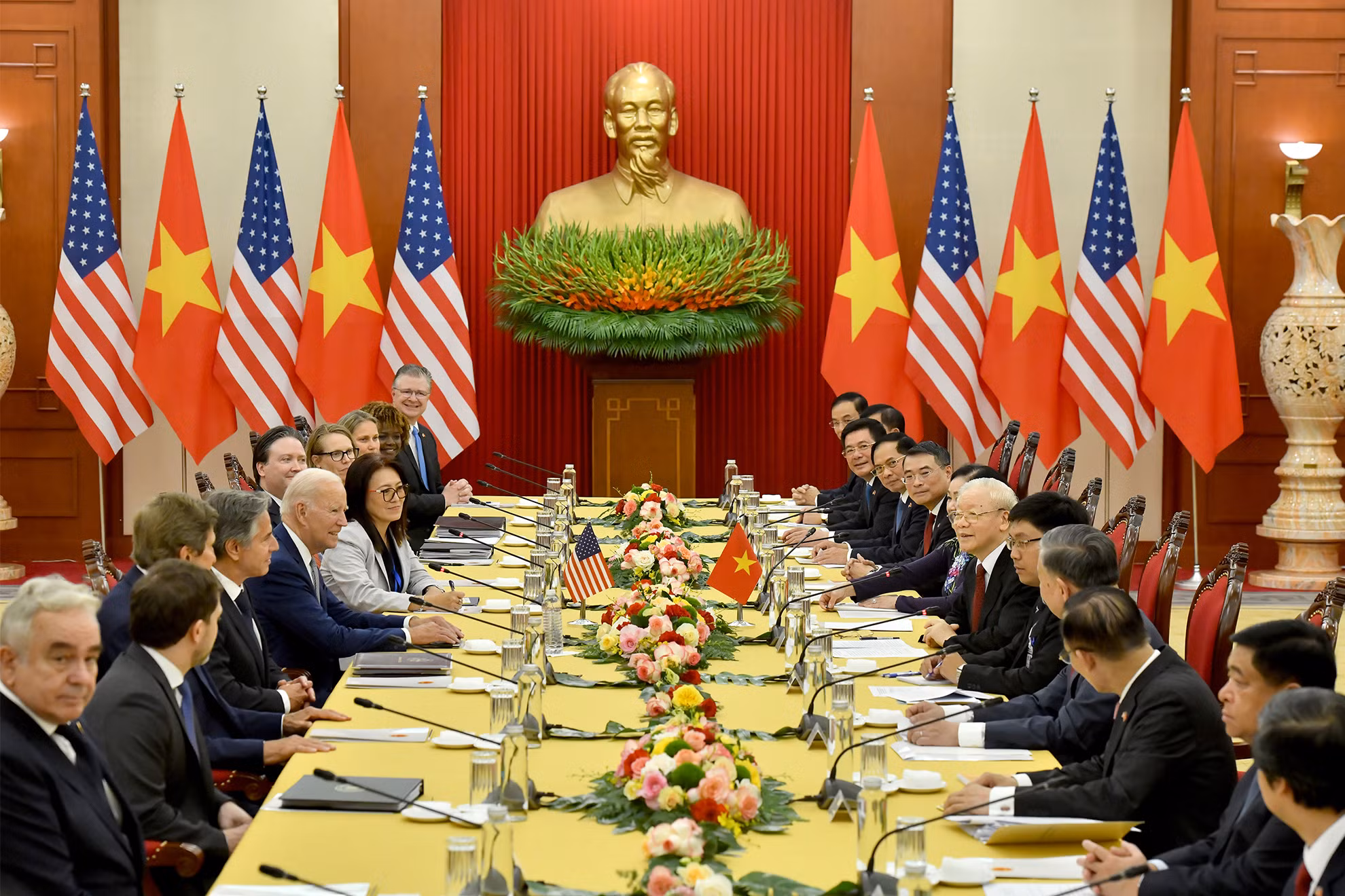 Tổng Bí thư Nguyễn Phú Trọng hội đàm với Tổng thống Hoa Kỳ Joe Biden tại Trụ sở Trung ương Đảng, ngày 10/9.