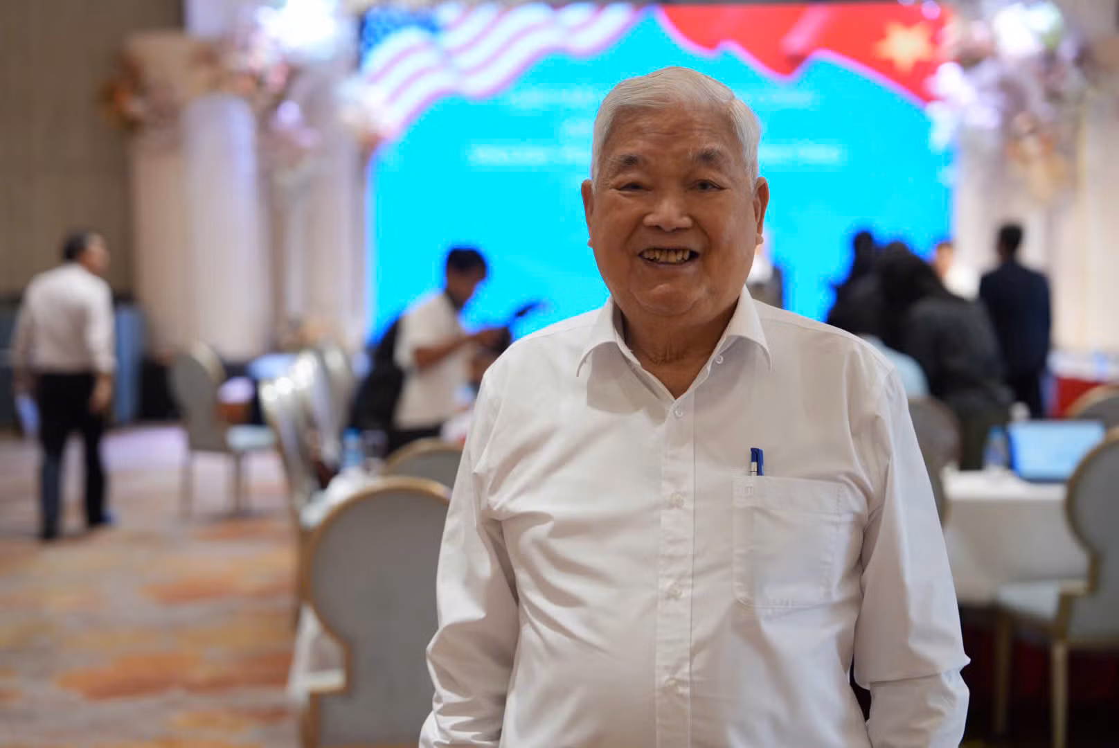 Đại tá Lê Thanh Đạo, Anh hùng Lực lượng vũ trang nhân dân tại buổi gặp mặt. (ẢNH: HỒNG QUÂN)