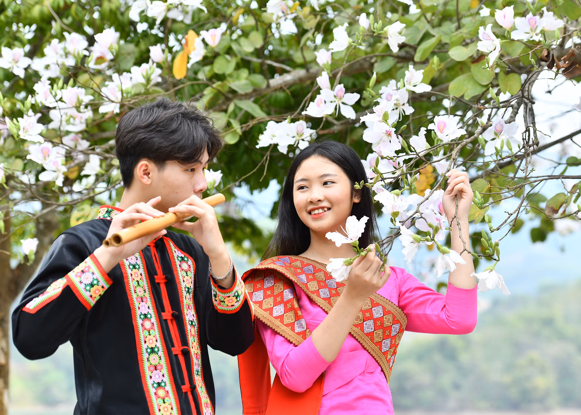 Hình ảnh hoa ban hiện diện trong đời sống sinh hoạt, trên váy áo, điệu nhạc trao duyên và lời ca tiếng hát của người dân Tây Bắc.