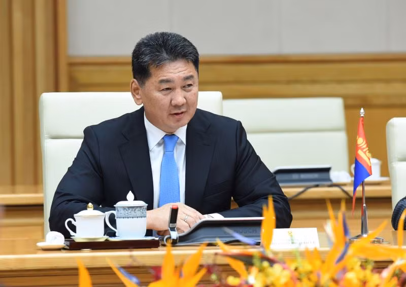 Tổng thống Mông Cổ Ukhnaagiin Khurelsukh phát biểu tại buổi hội kiến.