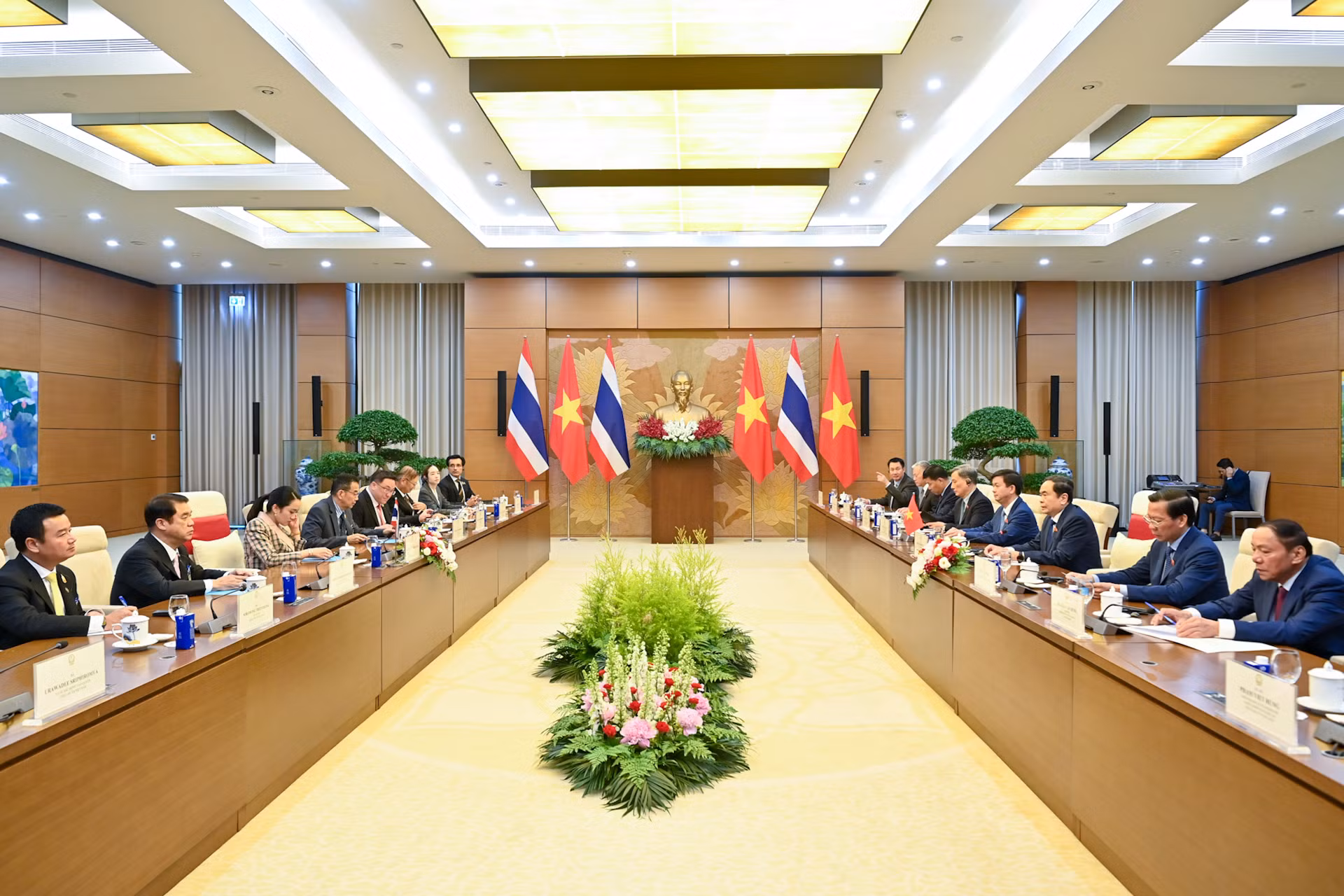 Quang cảnh hội kiến tại Nhà Quốc hội. (Ảnh: DUY LINH)