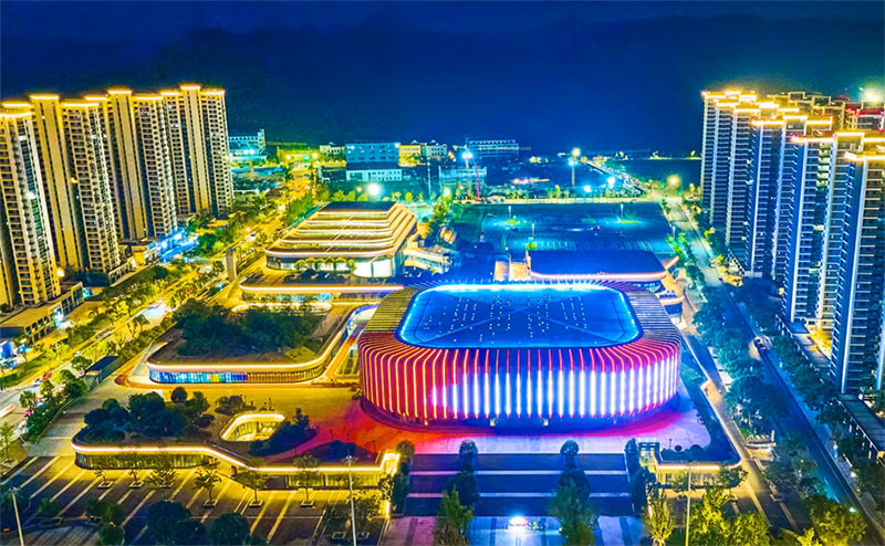Nhà thi đấu Trung tâm hội chợ triển lãm thể thao văn hóa Lâm An. Nhà thi đấu Trung tâm hội chợ triển lãm thể thao văn hóa Lâm An.