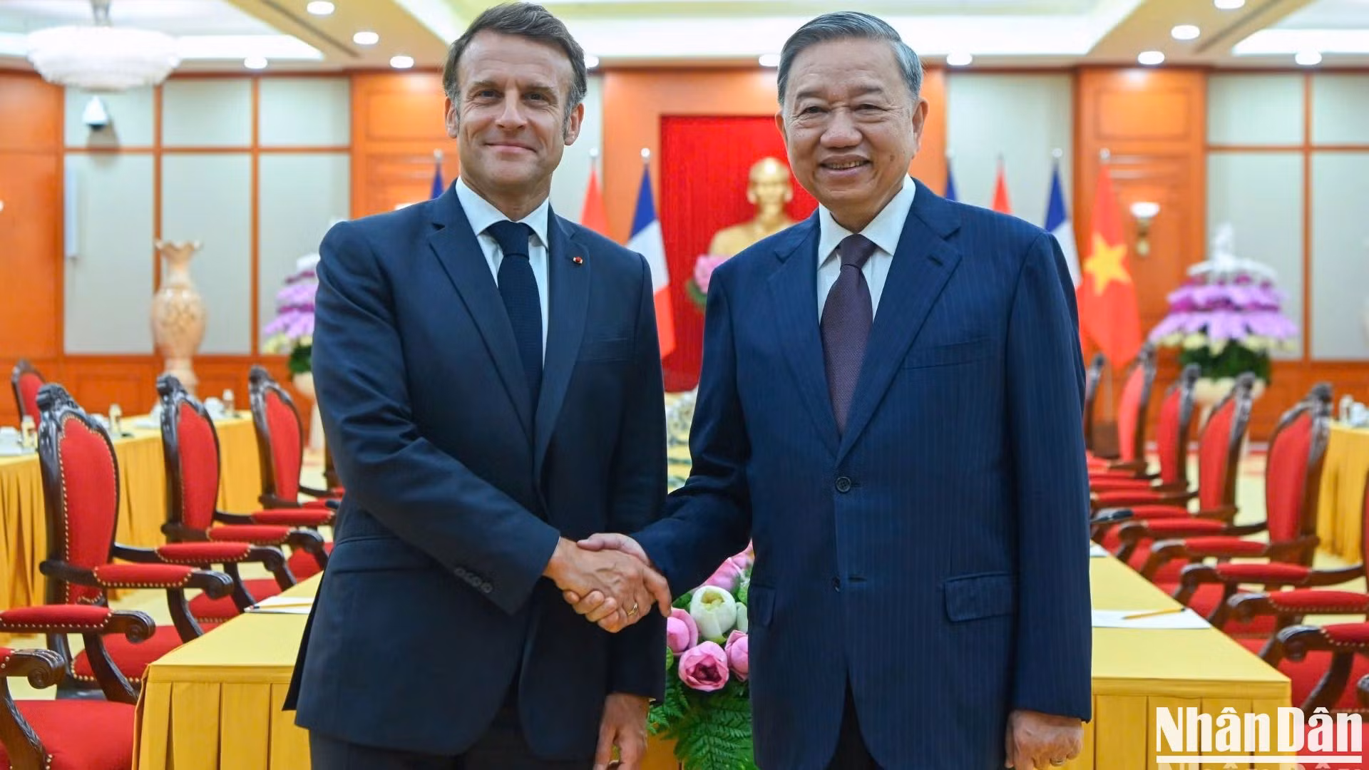 Tổng Bí thư Tô Lâm tiếp Tổng thống Pháp Emmanuel Macron.