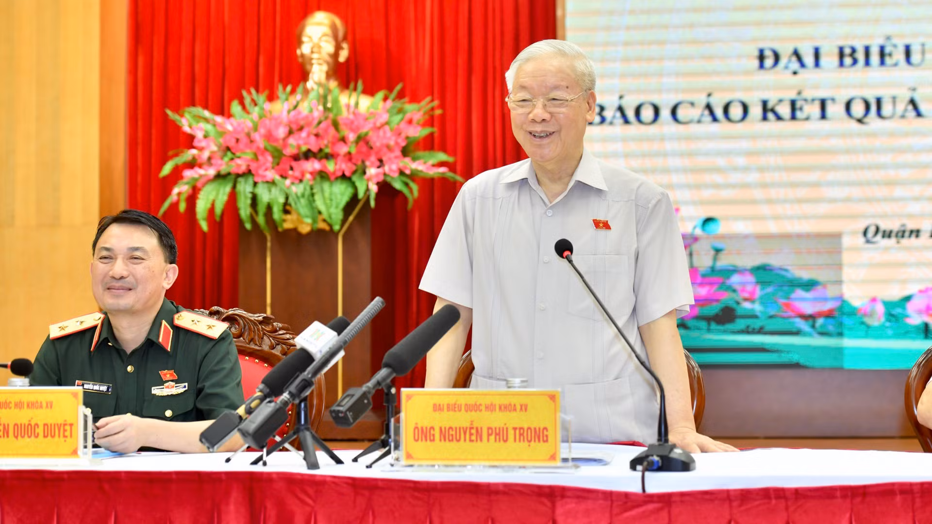 Tổng Bí thư Nguyễn Phú Trọng phát biểu tại Hội nghị tiếp xúc cử tri đơn vị bầu cử số 1, Thành phố Hà Nội.
