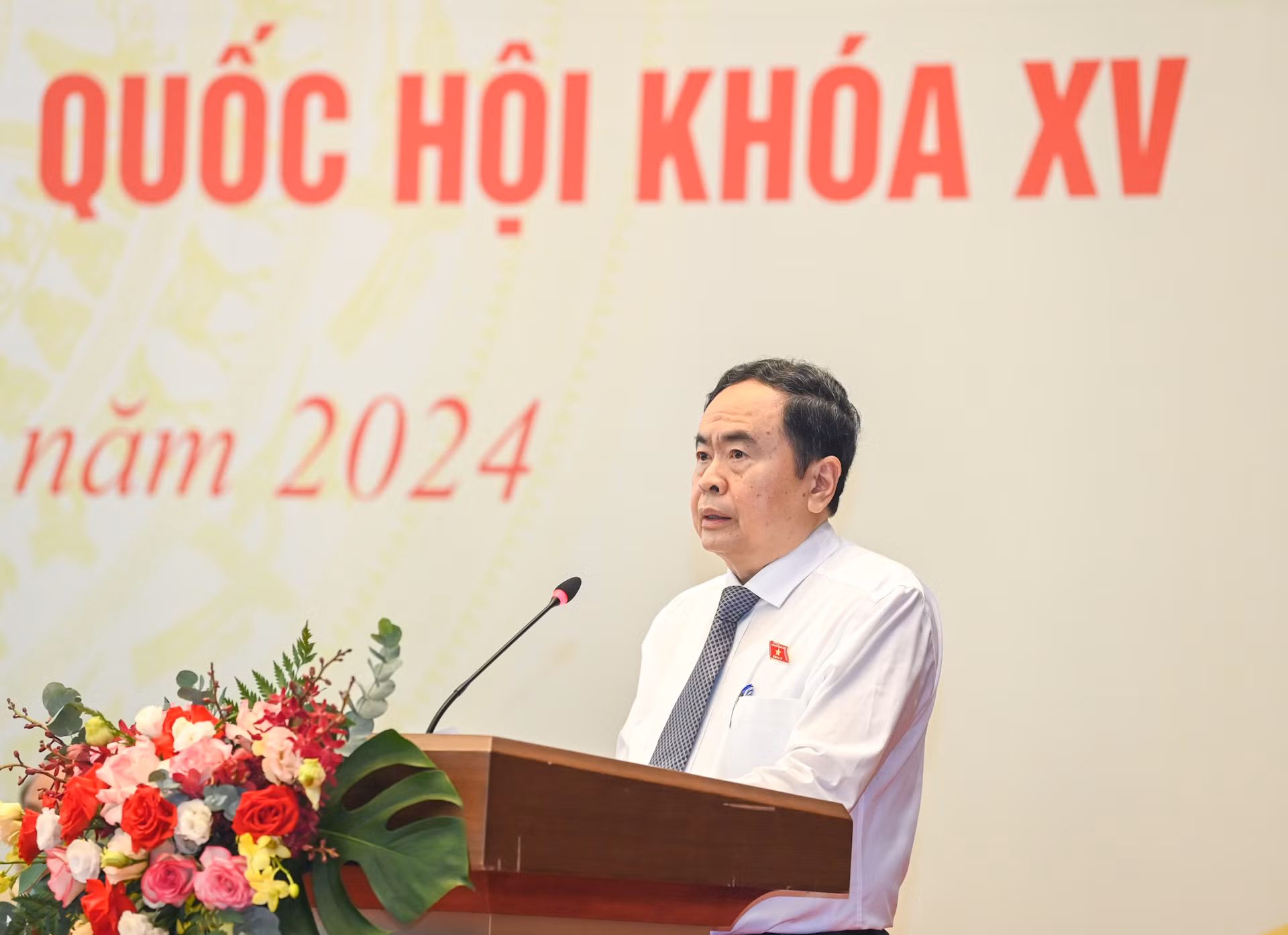 Chủ tịch Quốc hội Trần Thanh Mẫn phát biểu khai mạc hội nghị.