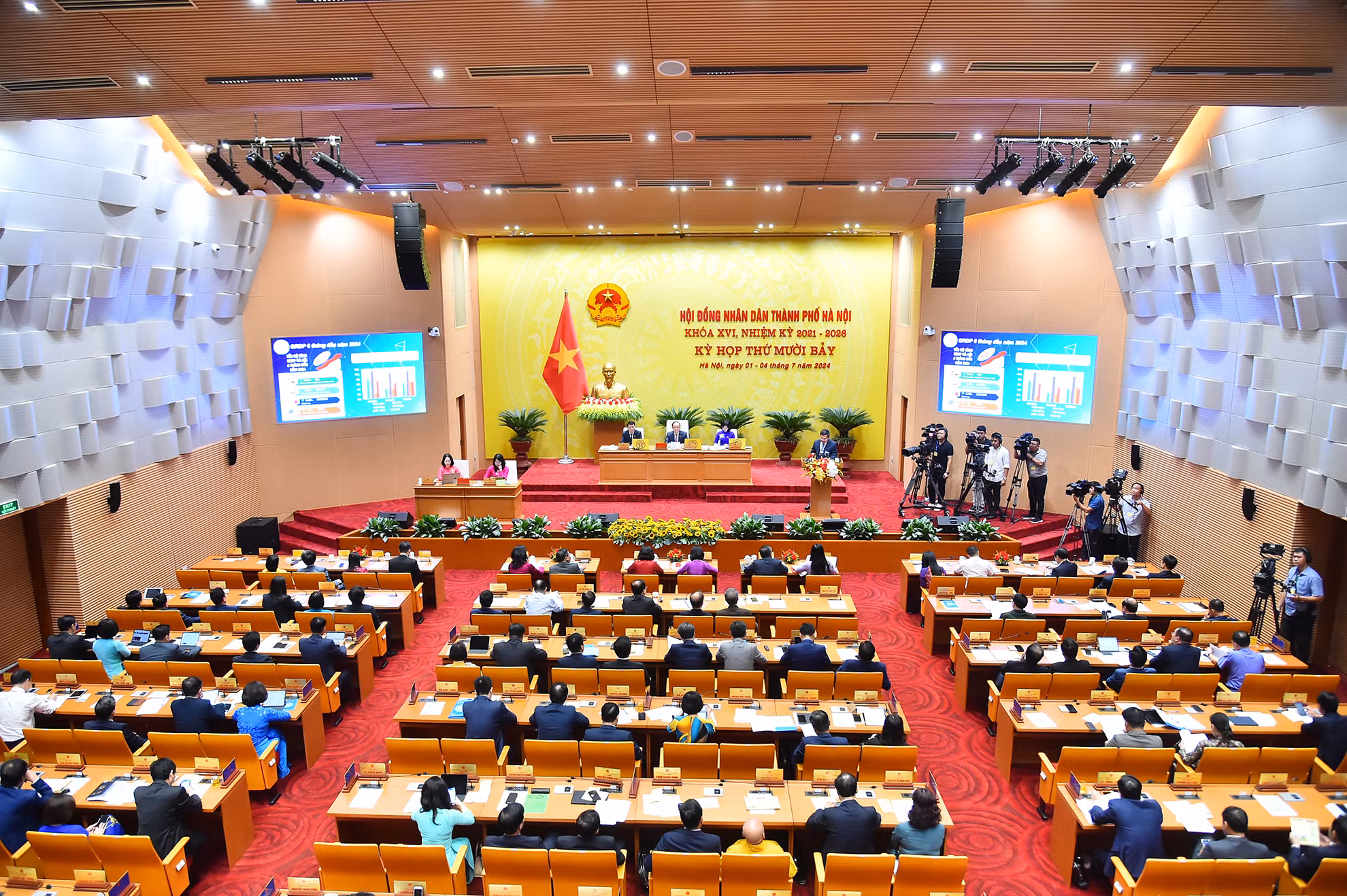 Quang cảnh phiên khai mạc Kỳ họp thứ 17, Hội đồng nhân dân thành phố Hà Nội khóa XVI, nhiệm kỳ 2021-2026. Quang cảnh phiên khai mạc Kỳ họp thứ 17, Hội đồng nhân dân thành phố Hà Nội khóa XVI, nhiệm kỳ 2021-2026.
