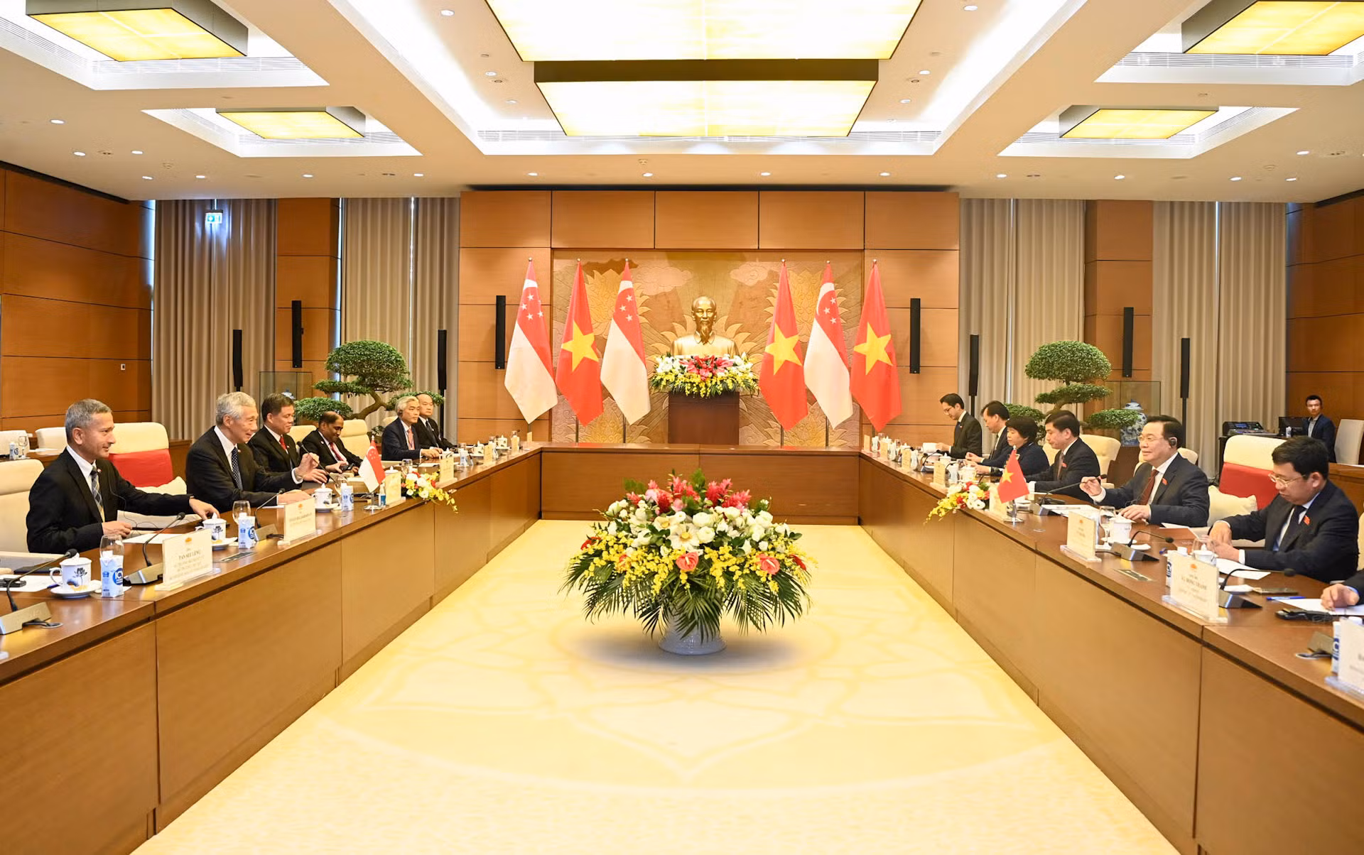 Quang cảnh buổi hội kiến tại Nhà Quốc hội.