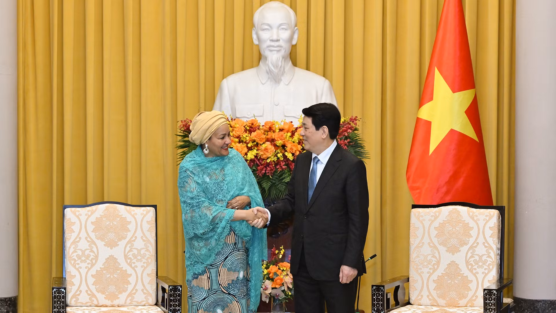 Chủ tịch nước Lương Cường và Phó Tổng thư ký Liên hợp quốc Amina J.Mohammed.