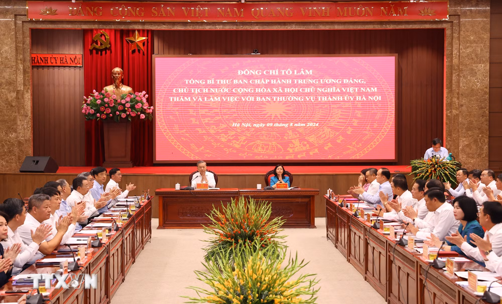 Tổng Bí thư, Chủ tịch nước Tô Lâm làm việc với Ban Thường vụ Thành ủy Hà Nội.