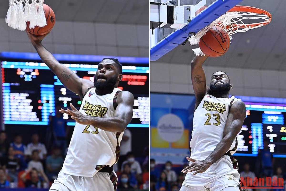 Một tình huống úp rổ (dunk) đẹp mắt của Alonzo Stafford. Trung phong của Saigon Heat có 23 điểm và 12 rebounds cùng danh hiệu Cầu thủ hay nhất trận đấu. Một tình huống úp rổ (dunk) đẹp mắt của Alonzo Stafford. Trung phong của Saigon Heat có 23 điểm và 12 rebounds cùng danh hiệu Cầu thủ hay nhất trận đấu.