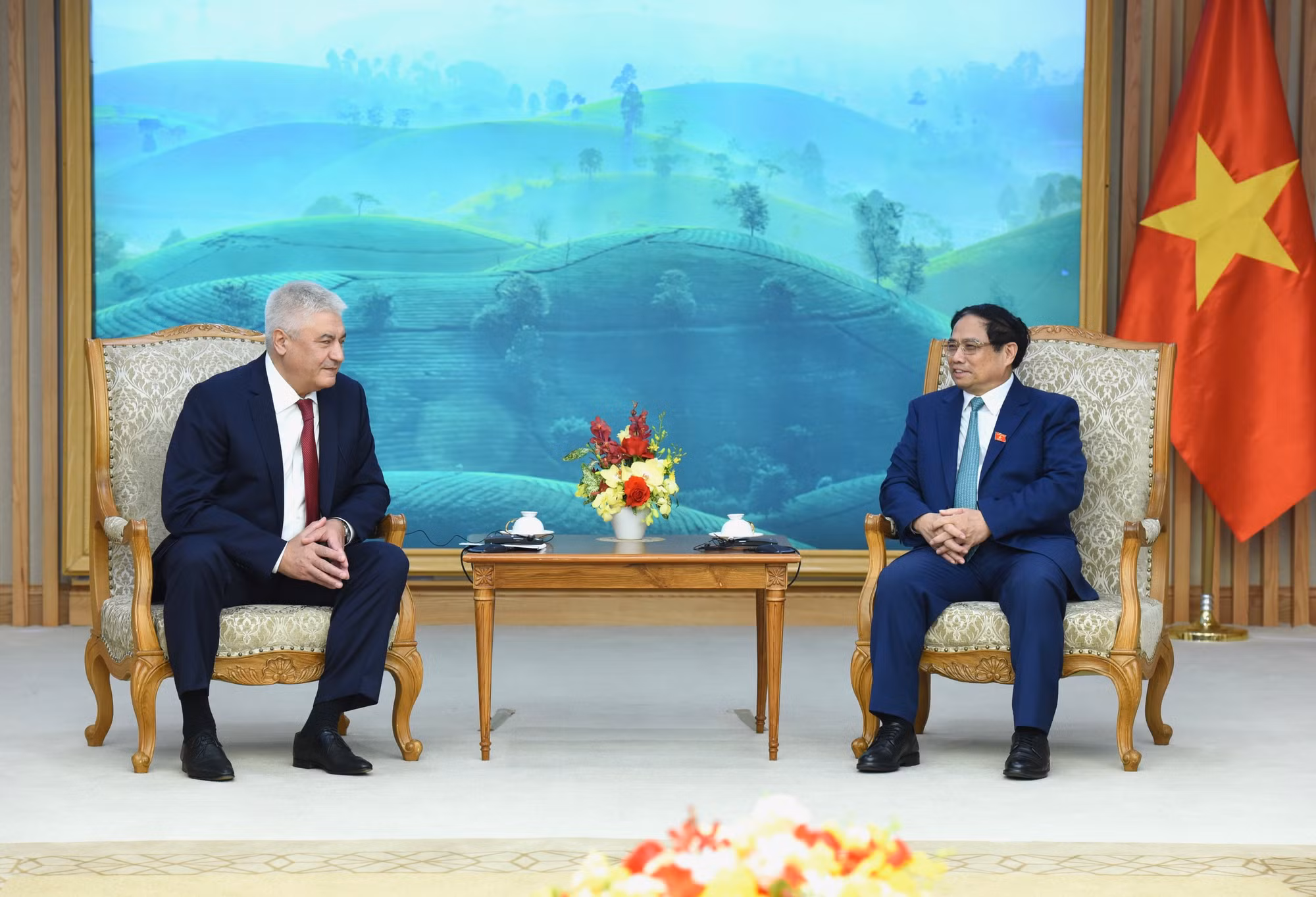 Thủ tướng Phạm Minh Chính tiếp Đại tướng Kolokoltsev Vladimir Alexandrovich, Bộ trưởng Nội vụ Liên bang Nga.