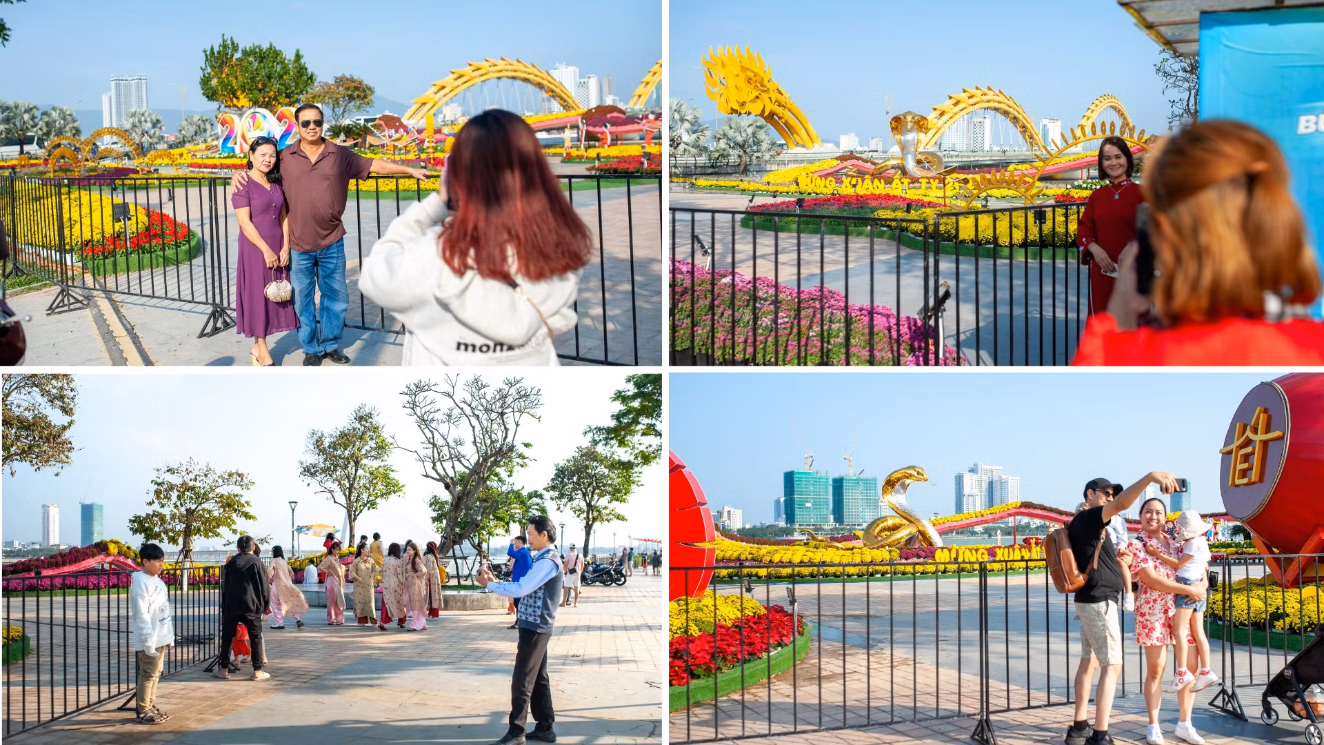 Nhiều người dân và du khách trên địa bàn thành phố Đà Nẵng tranh thủ lưu lại những hình ảnh trước khi đường hoa Bạch Đằng mở cửa. Nhiều người dân và du khách trên địa bàn thành phố Đà Nẵng tranh thủ lưu lại những hình ảnh trước khi đường hoa Bạch Đằng mở cửa.