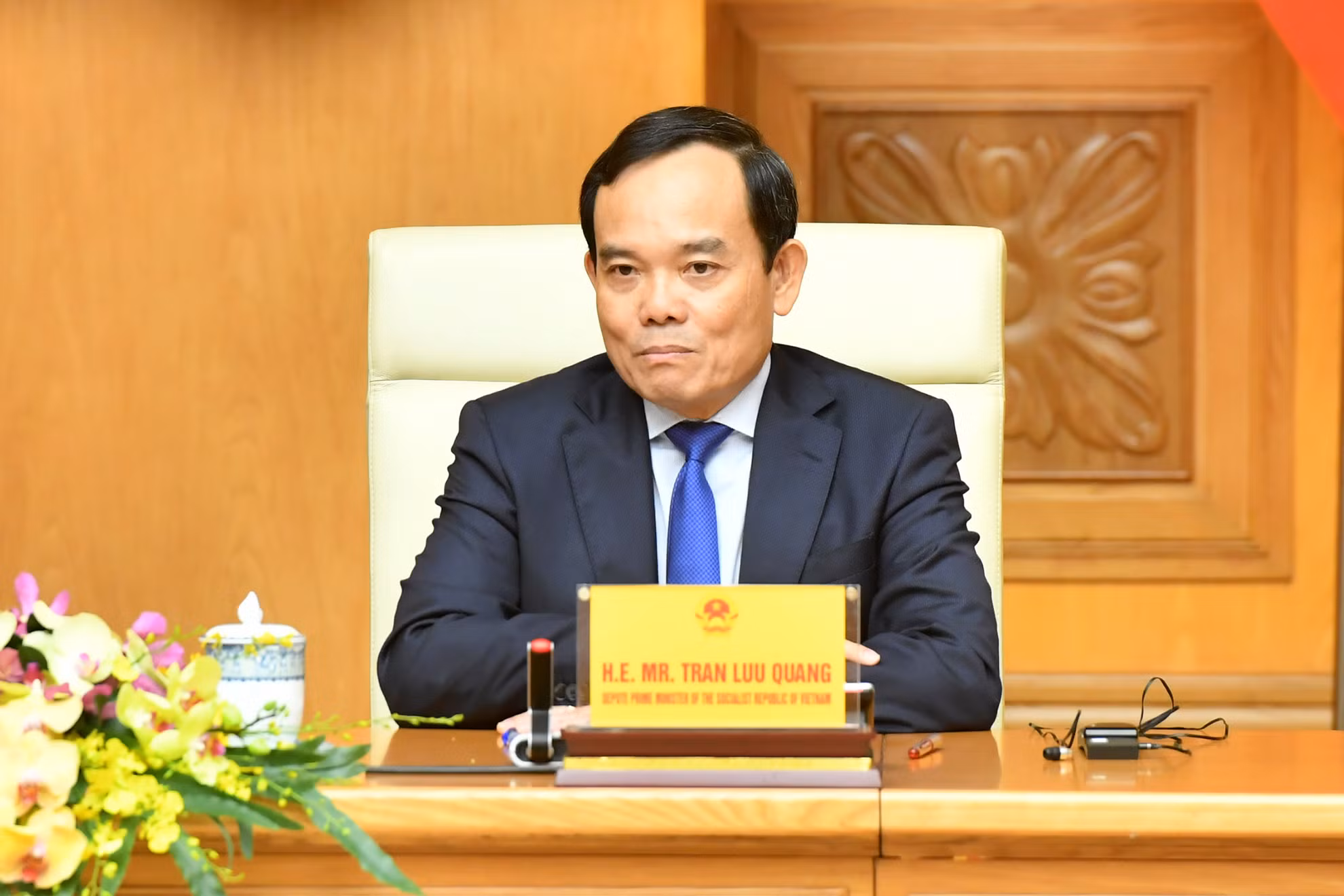Phó Thủ tướng Trần Lưu Quang phát biểu tại Tọa đàm doanh nghiệp Việt Nam-Hồng Kông (Trung Quốc).