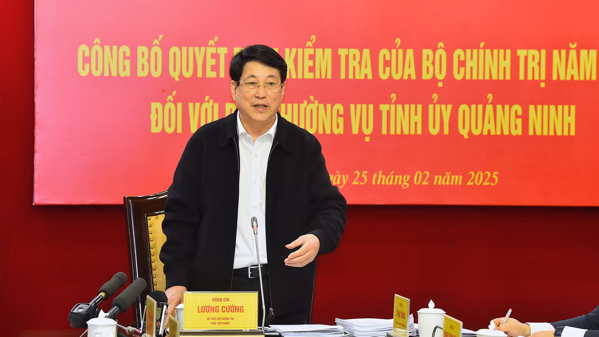 Chủ tịch nước Lương Cường phát biểu chỉ đạo tại Hội nghị công bố Quyết định kiểm tra của Bộ Chính trị, Ban Bí thư năm 2025 đối với Ban Thường vụ Tỉnh ủy Quảng Ninh.