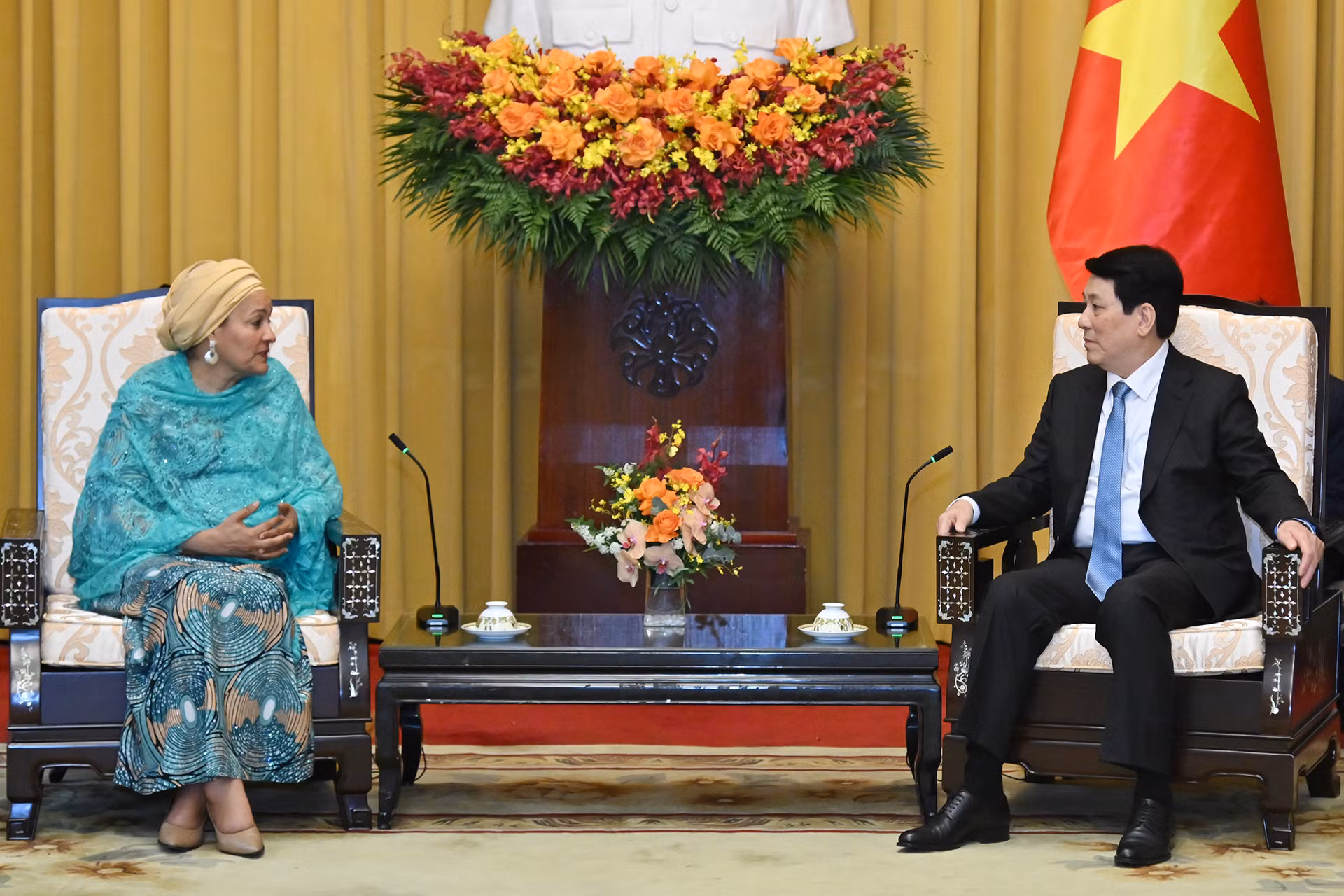 Chủ tịch nước Lương Cường tiếp Phó Tổng thư ký Liên hợp quốc Amina J.Mohammed. Chủ tịch nước Lương Cường tiếp Phó Tổng thư ký Liên hợp quốc Amina J.Mohammed.
