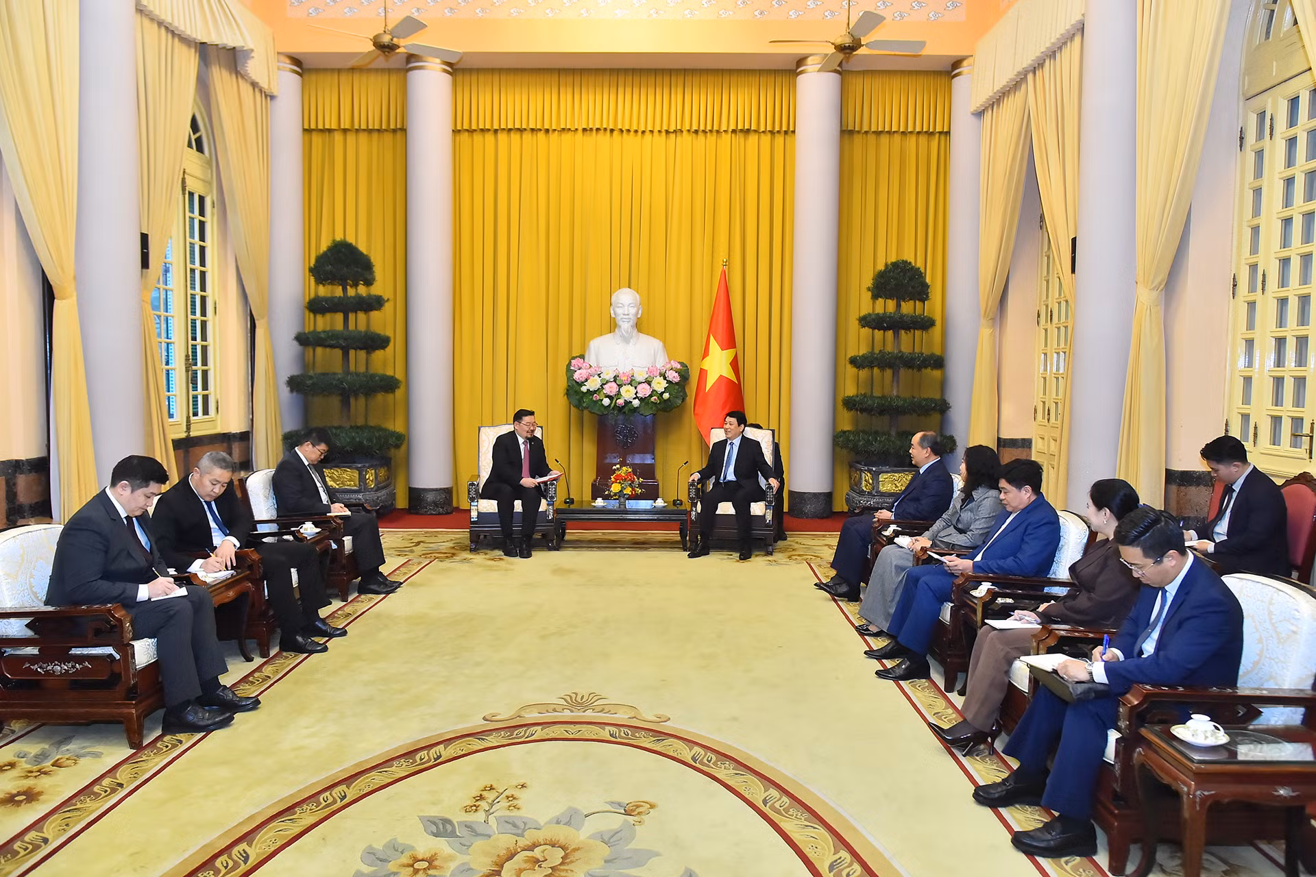 Quang cảnh buổi tiếp tại Phủ Chủ tịch.