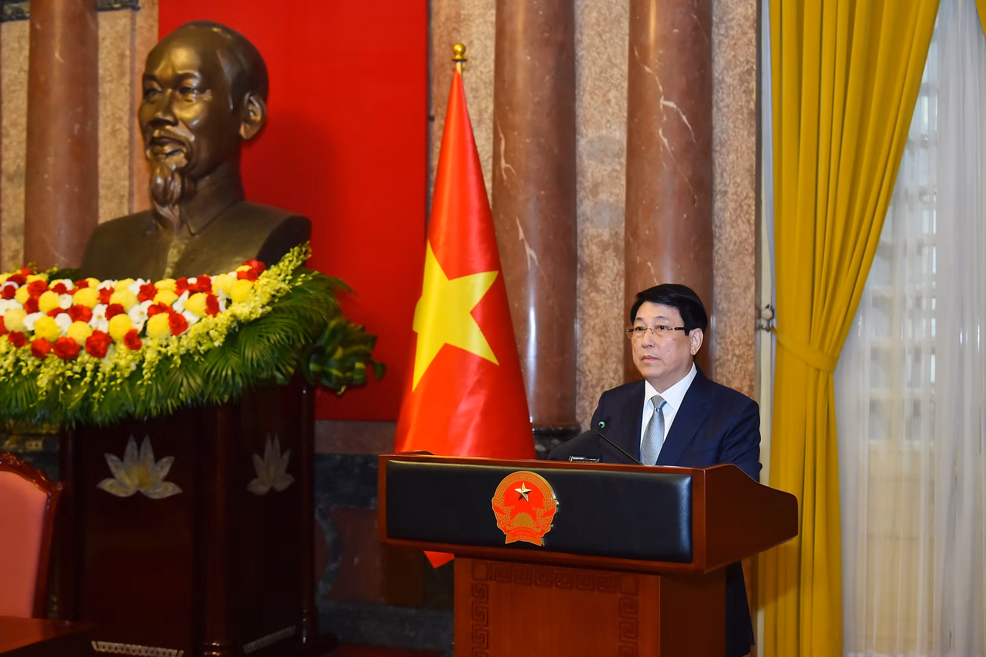 Chủ tịch nước Lương Cường phát biểu tại buổi gặp mặt. Chủ tịch nước Lương Cường phát biểu tại buổi gặp mặt.