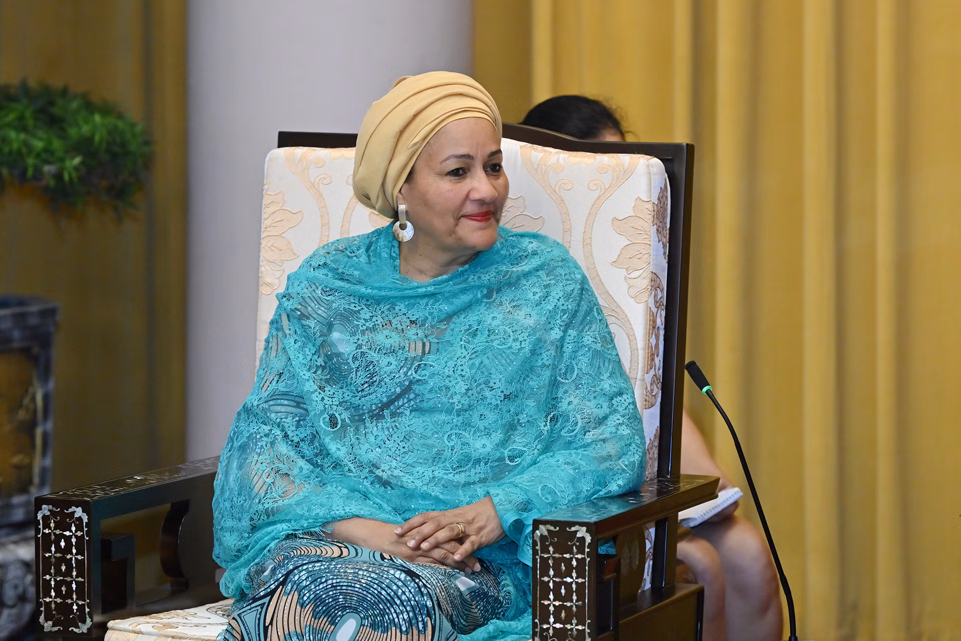Phó Tổng thư ký Liên hợp quốc Amina J.Mohammed phát biểu tại buổi tiếp. Phó Tổng thư ký Liên hợp quốc Amina J.Mohammed phát biểu tại buổi tiếp.
