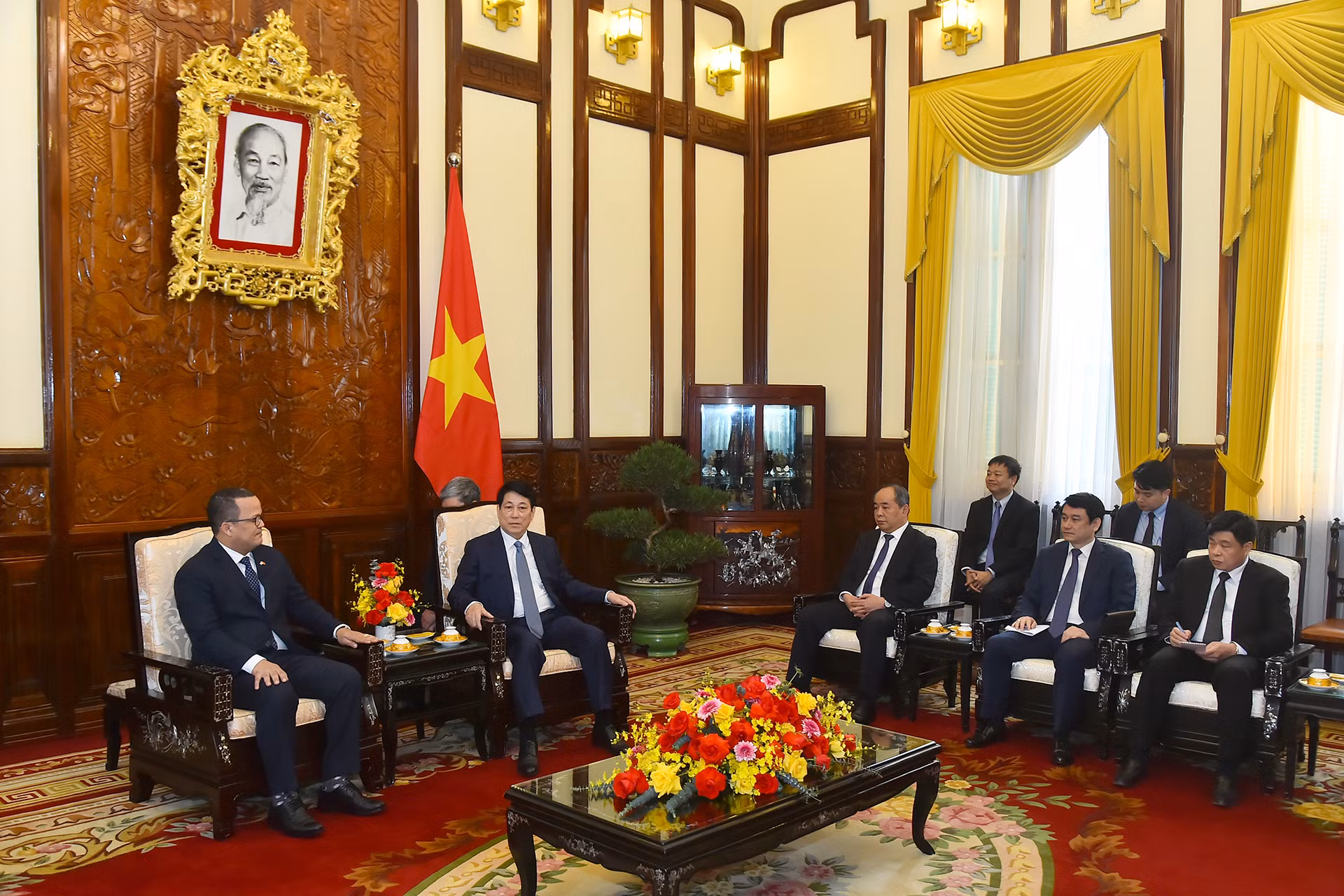 Quang cảnh buổi tiếp tại Phủ Chủ tịch.