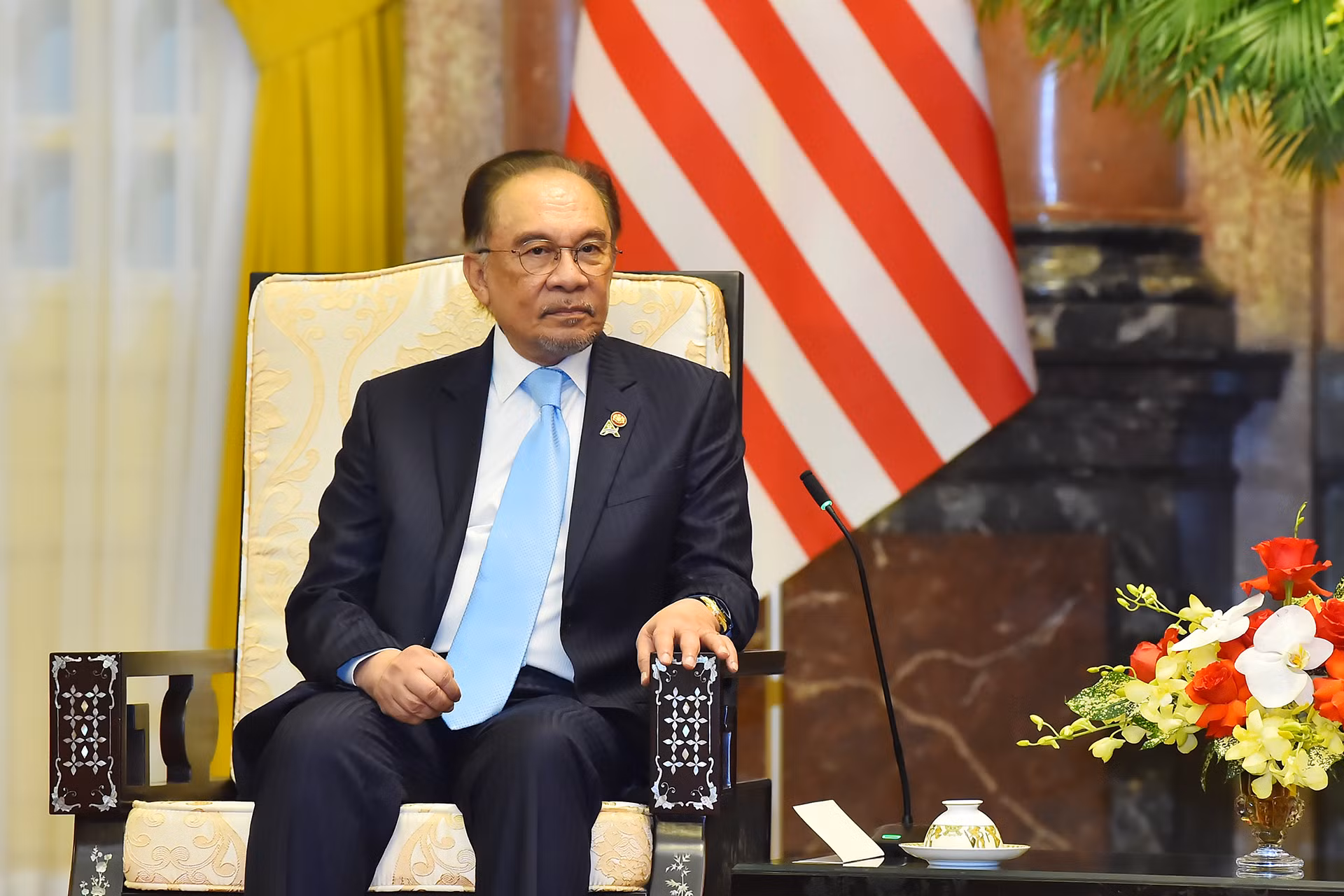 Thủ tướng Malaysia Anwar Ibrahim phát biểu tại buổi tiếp.