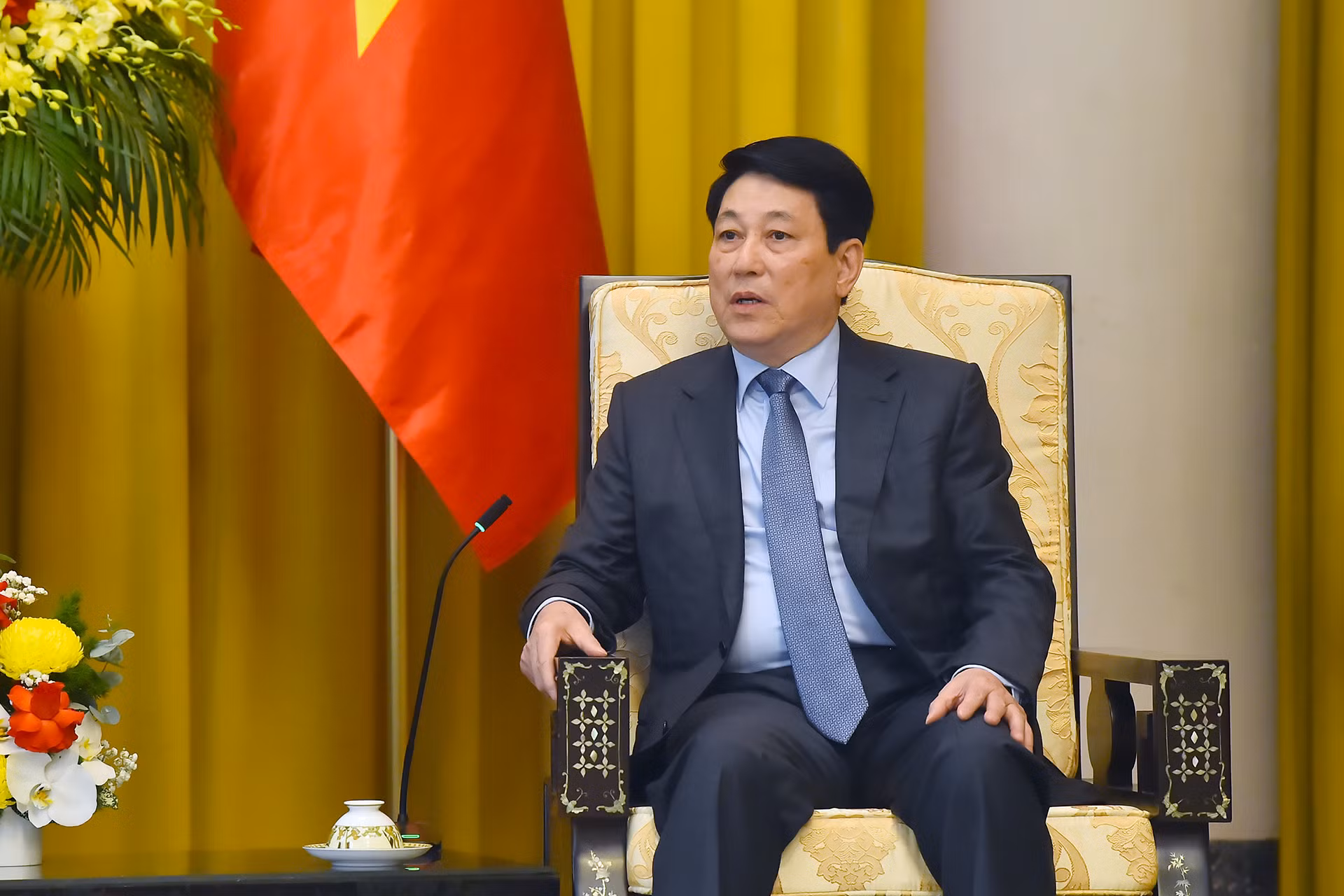 Chủ tịch nước Lương Cường phát biểu ý kiến tại buổi tiếp. Chủ tịch nước Lương Cường phát biểu ý kiến tại buổi tiếp.