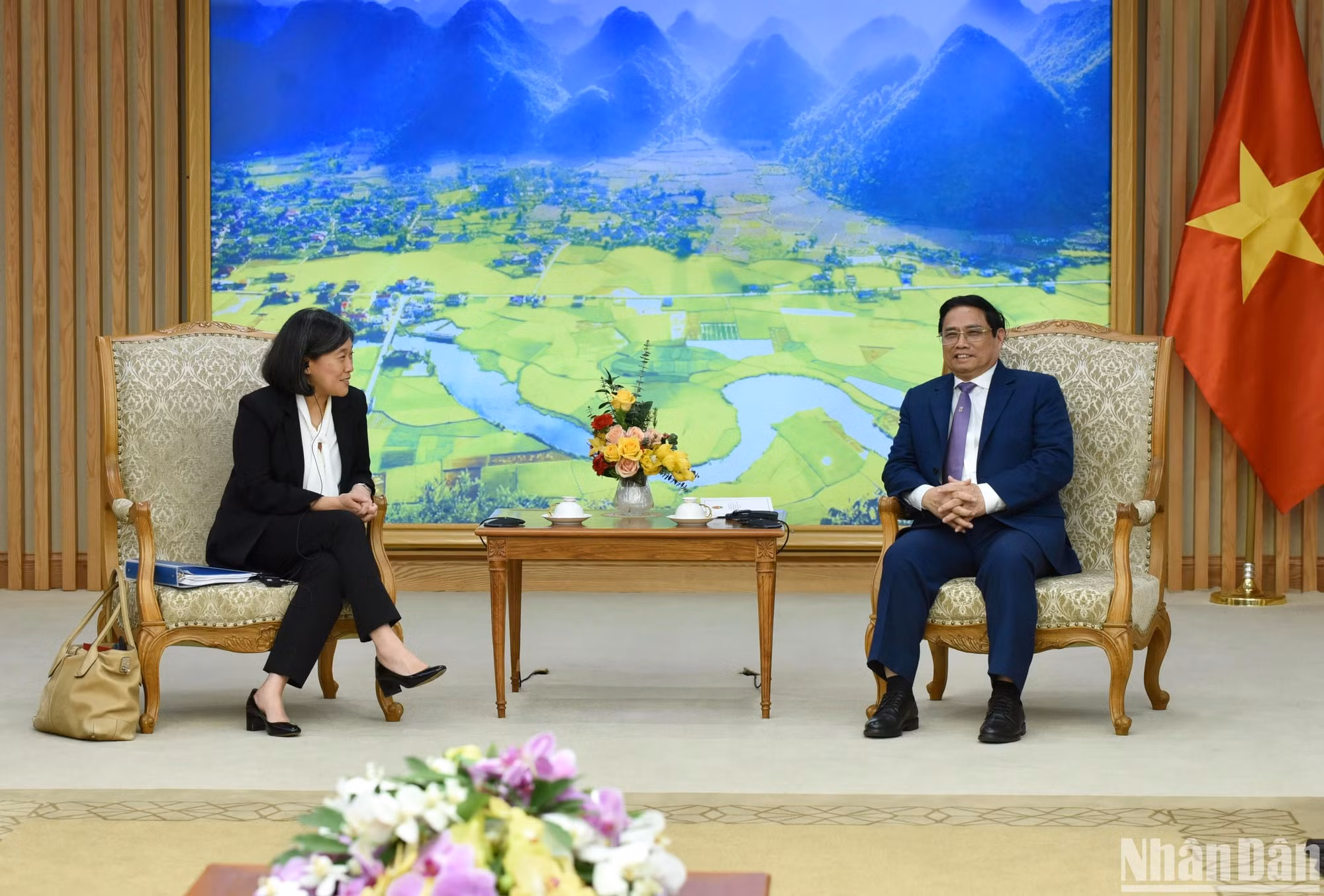 Thủ tướng Phạm Minh Chính tiếp bà Katherine Tai, Đại diện Thương mại Hoa Kỳ (USTR).