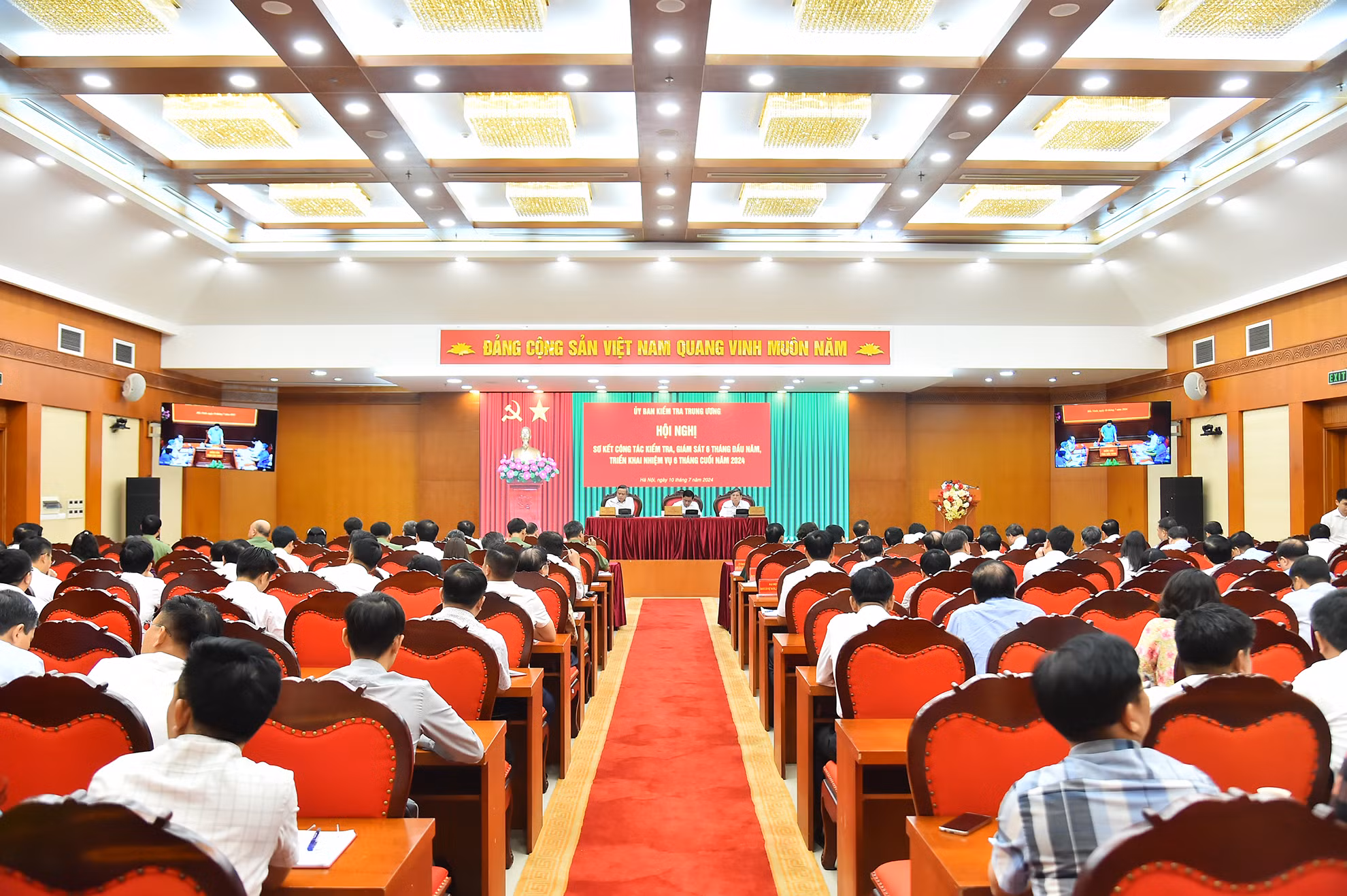 Quang cảnh Hội nghị sơ kết công tác kiểm tra, giám sát 6 tháng đầu năm, triển khai nhiệm vụ 6 tháng cuối năm 2024 của Ủy ban Kiểm tra Trung ương.