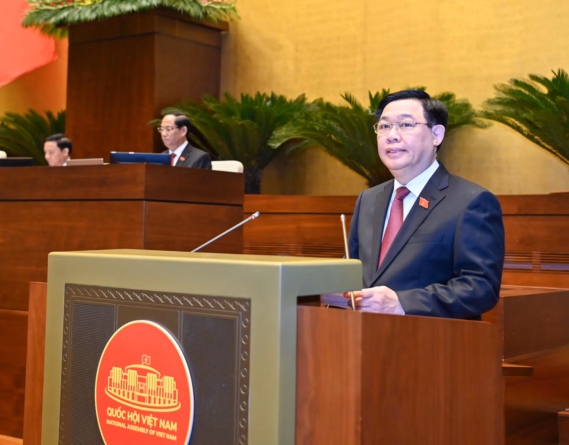 Chủ tịch Quốc hội Vương Đình Huệ phát biểu khai mạc kỳ họp.