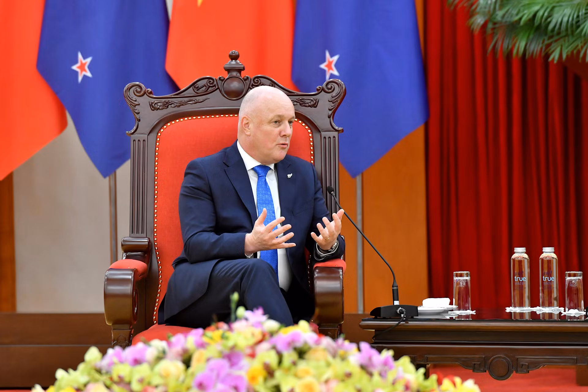 Thủ tướng New Zealand Christopher Luxon tại buổi tiếp.
