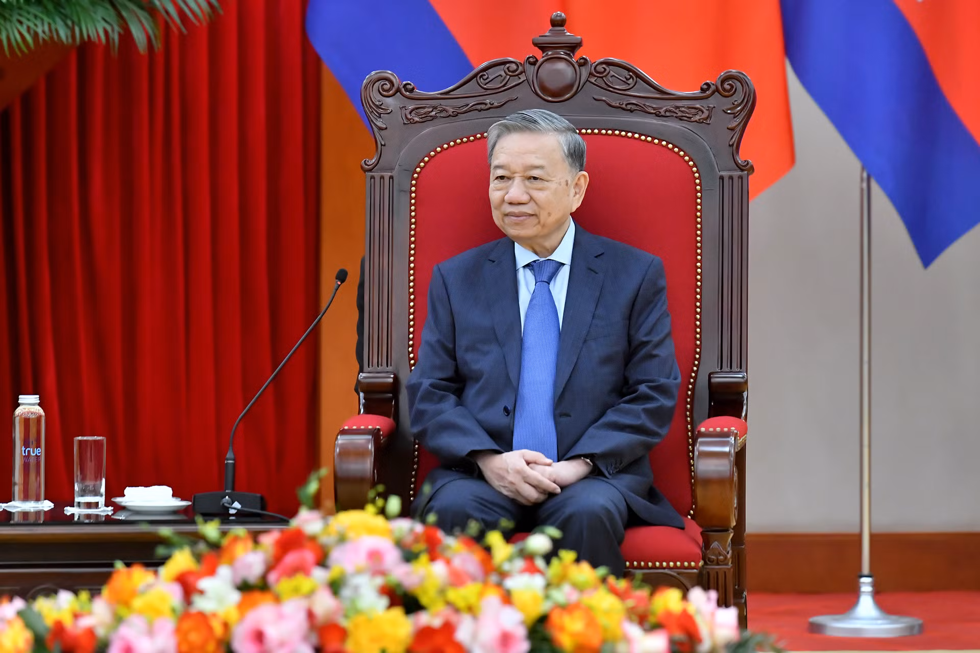Tổng Bí thư Tô Lâm phát biểu tại hội kiến Quốc vương Campuchia Norodom Sihamoni.