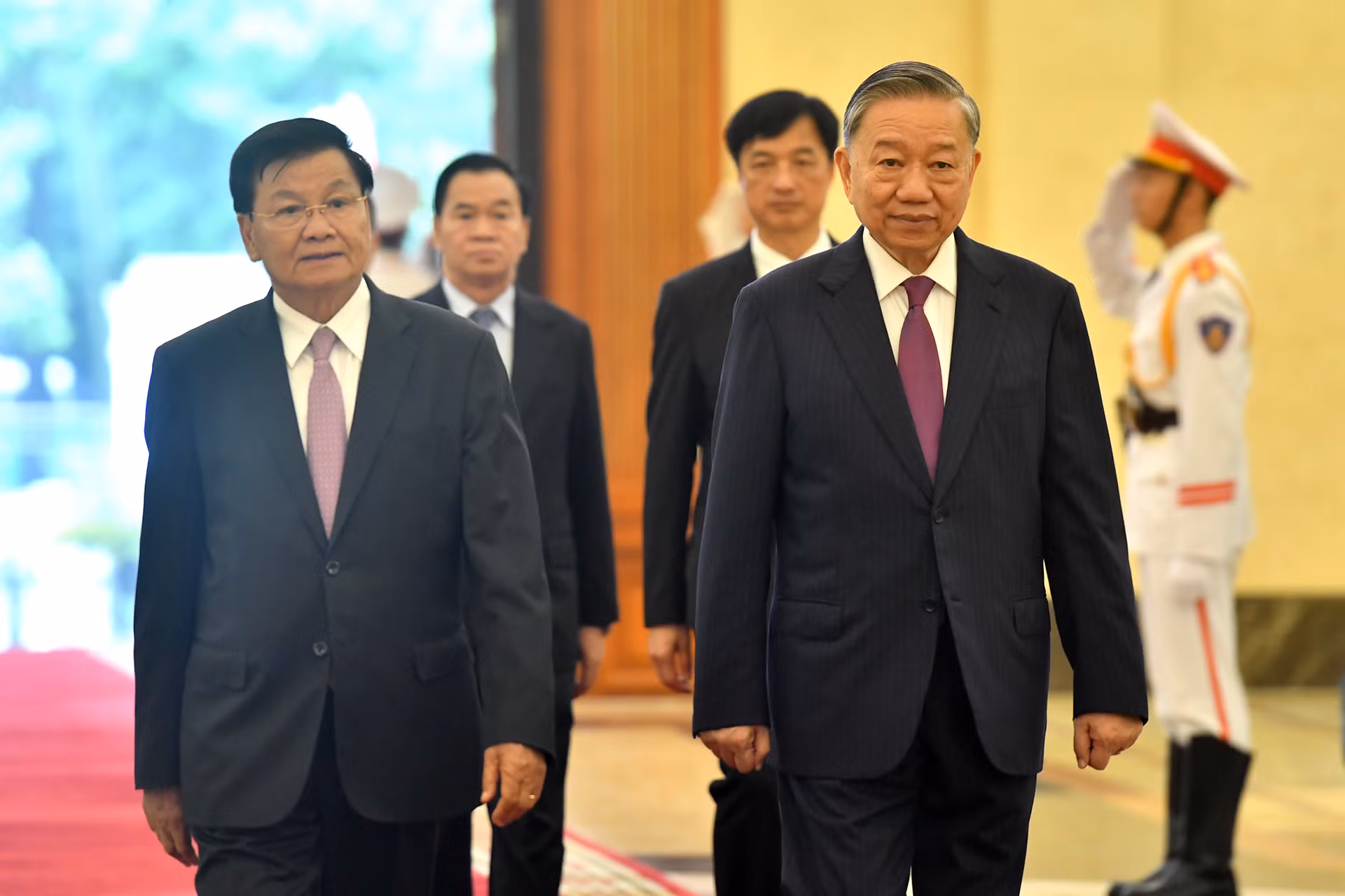 Tổng Bí thư, Chủ tịch nước Tô Lâm và Tổng Bí thư, Chủ tịch nước Lào Thongloun Sisoulith tại Trụ sở Trung ương Đảng.