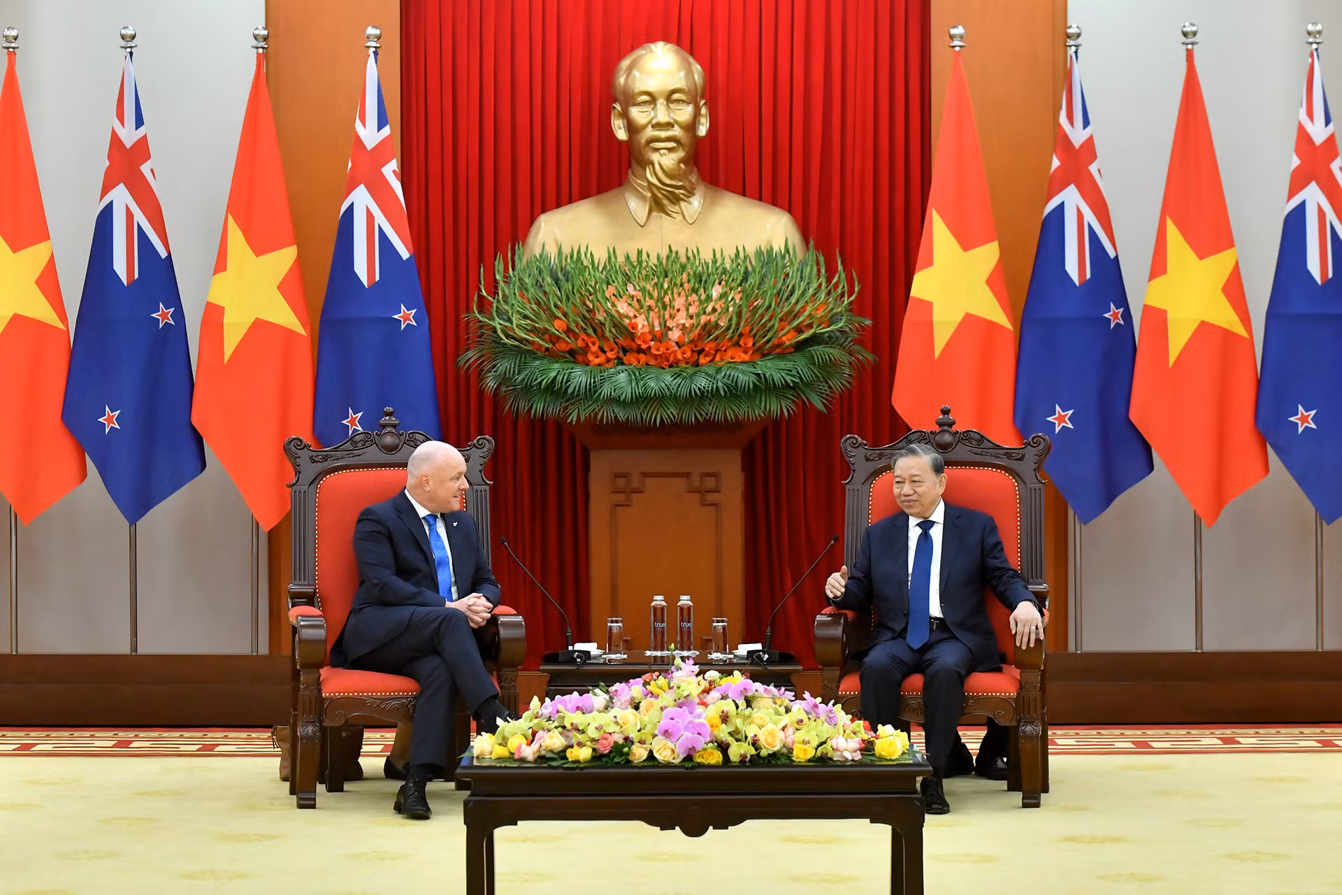 Tổng Bí thư Tô Lâm tiếp Thủ tướng New Zealand Christopher Luxon.
