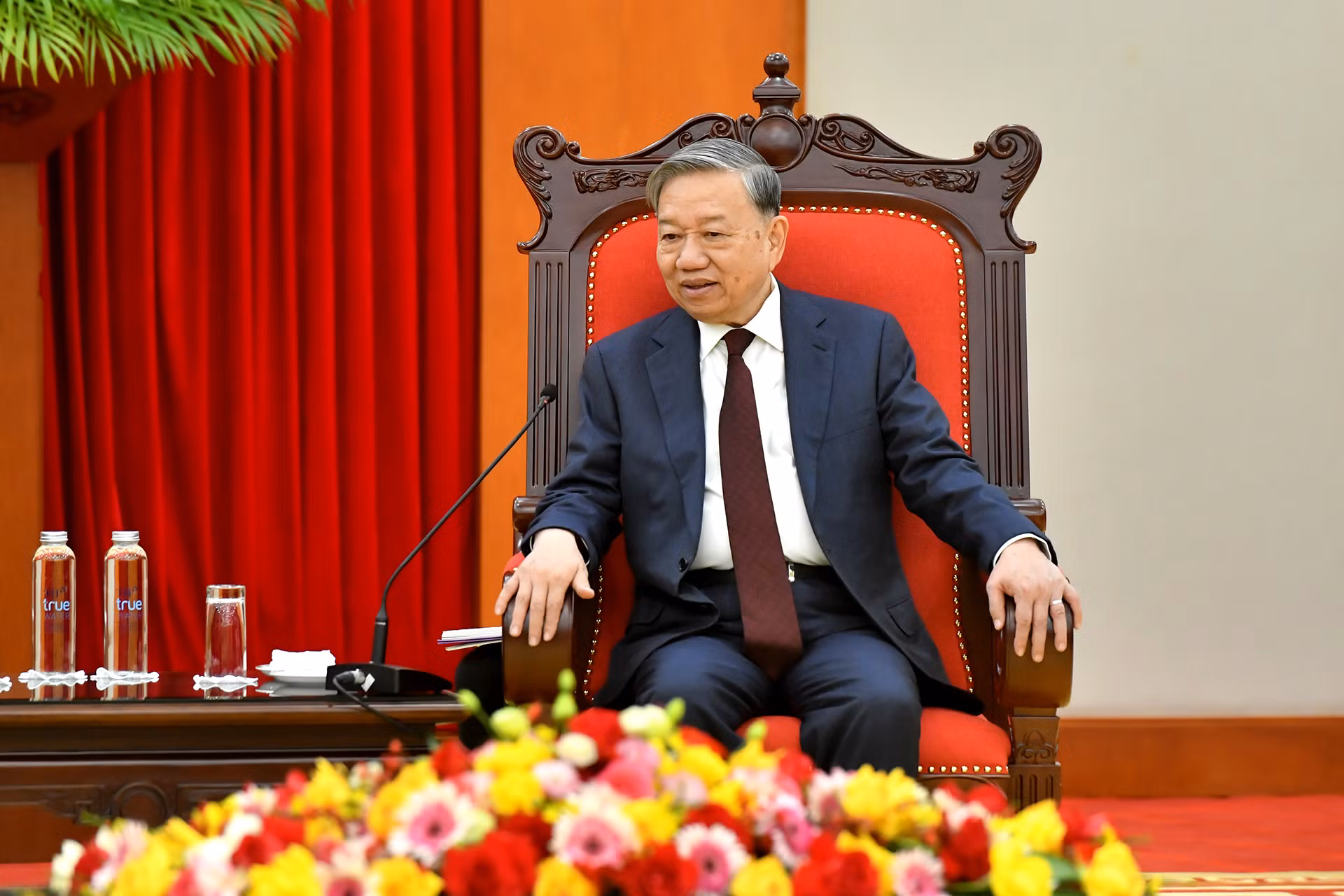 Tổng Bí thư Tô Lâm phát biểu tại buổi tiếp.