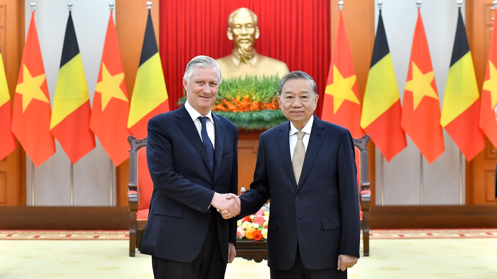 Tổng Bí thư Tô Lâm tiếp Nhà Vua Vương quốc Bỉ Philippe.